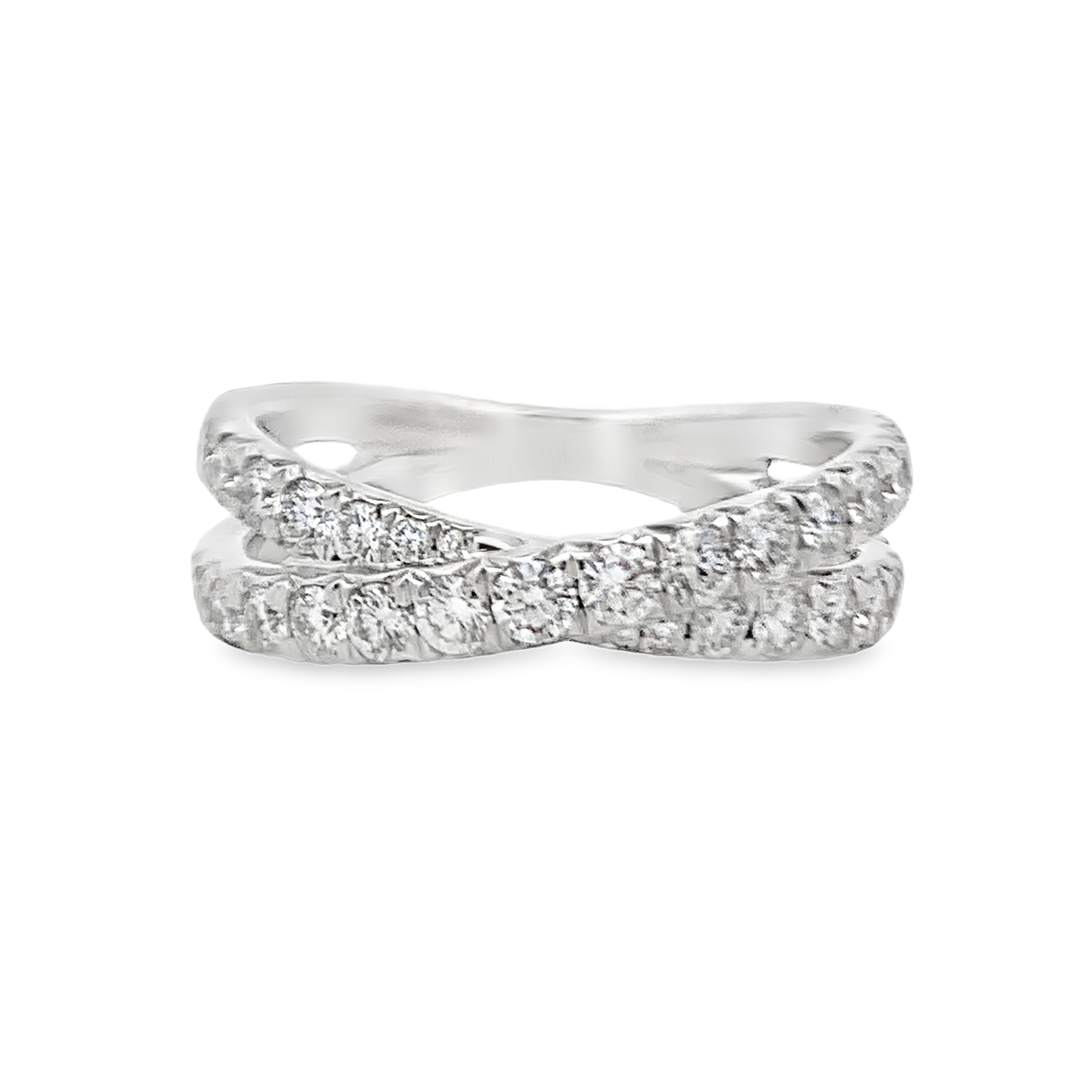 18K White Gold Diamond Criss Cross Ring