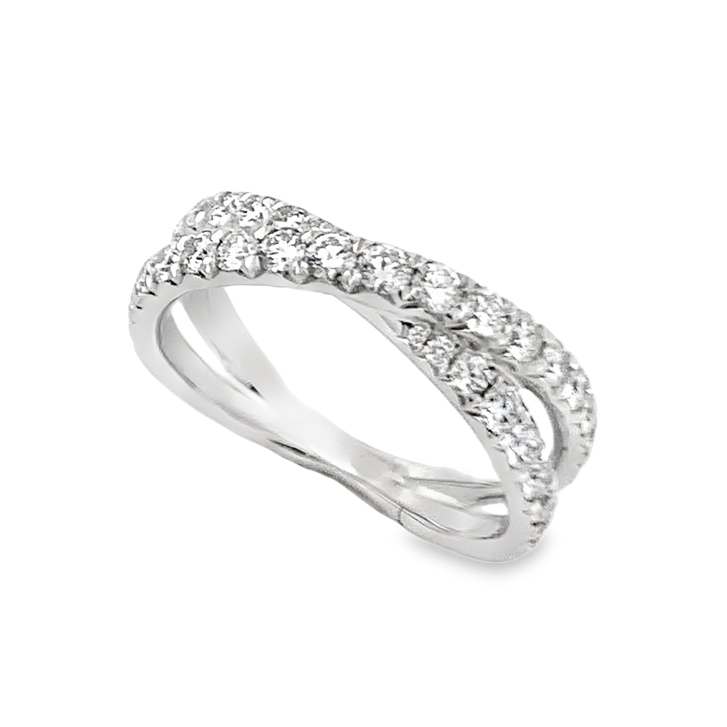 18K White Gold Diamond Criss Cross Ring