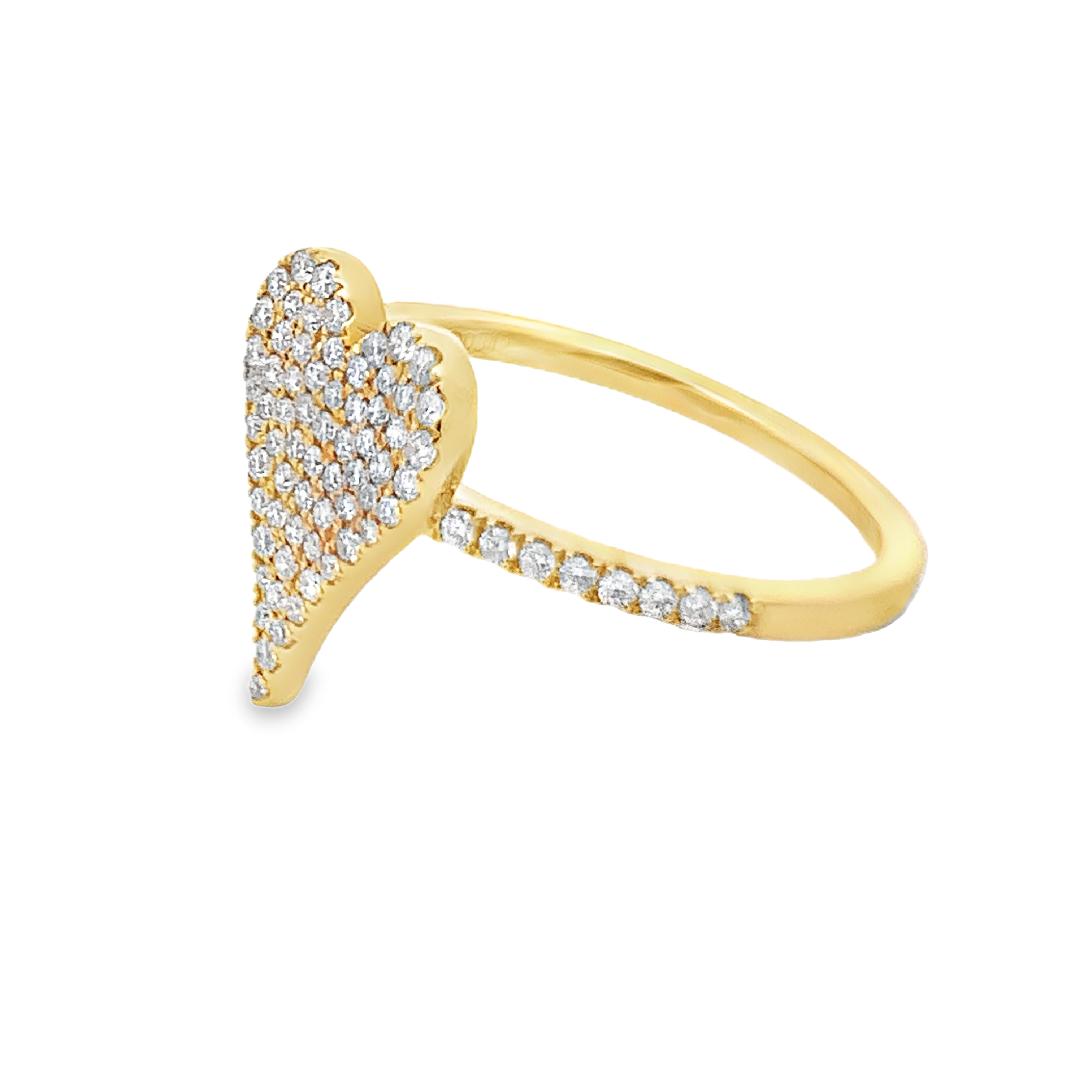 18K Yellow Gold Diamond Heart Ring