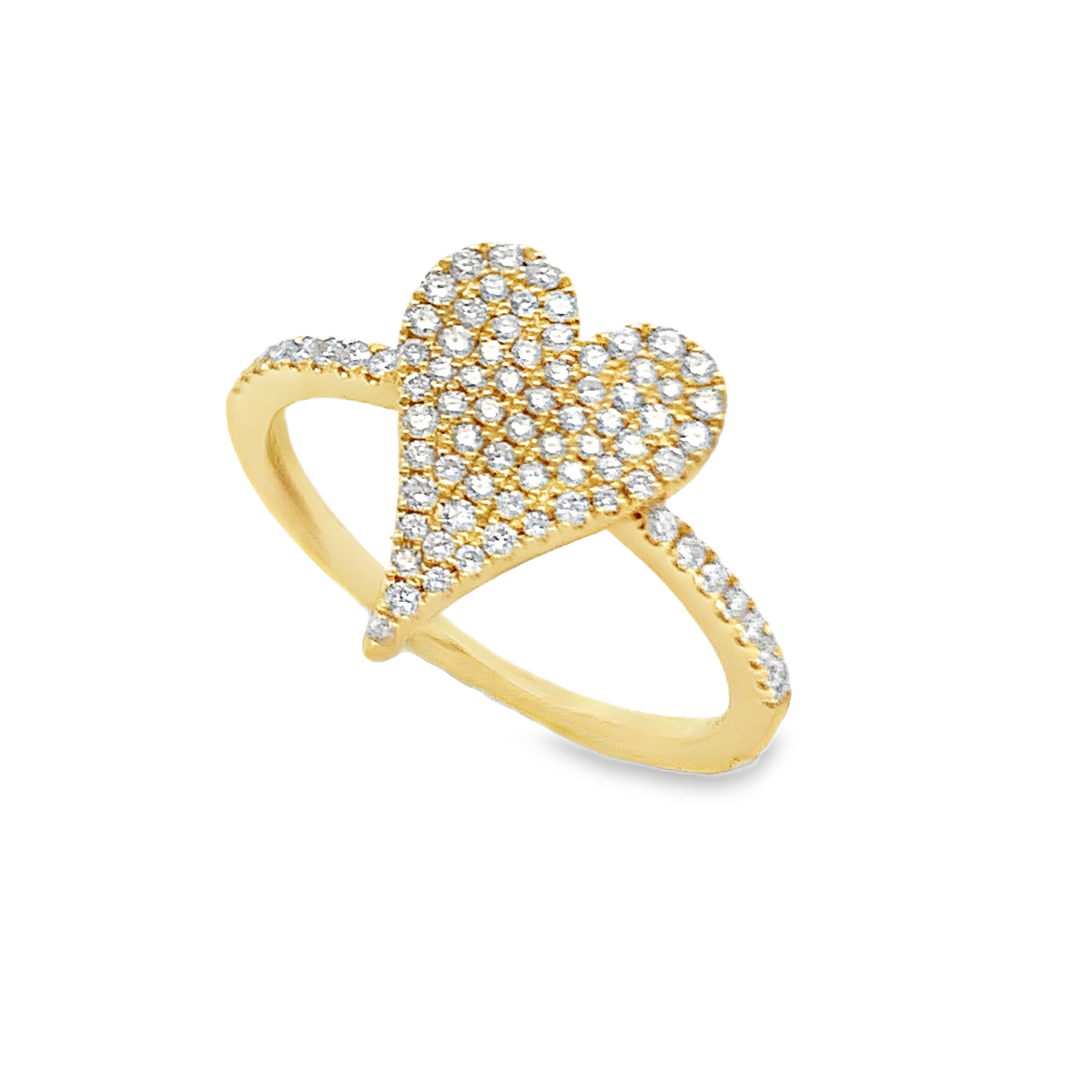 18K Yellow Gold Diamond Heart Ring