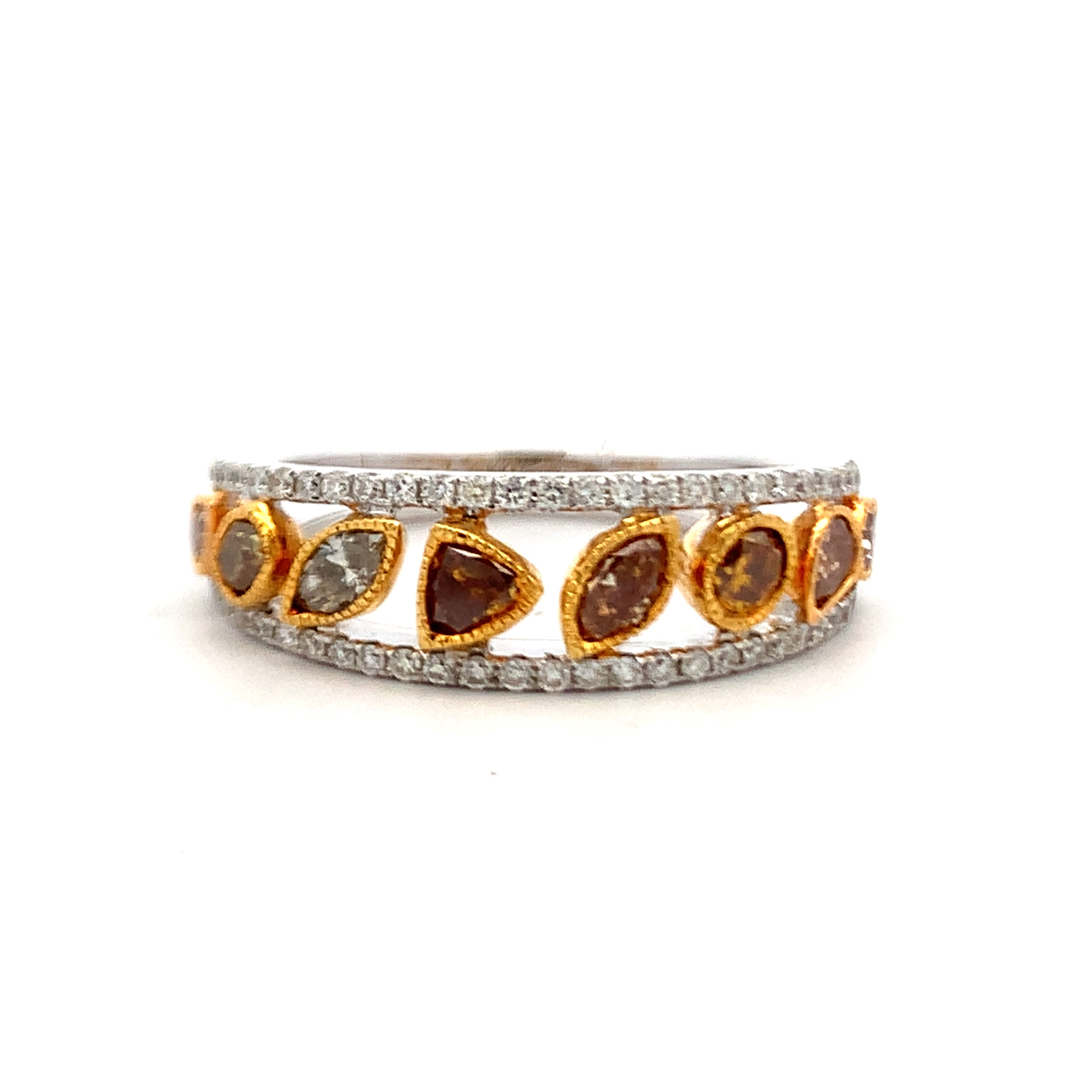 18K Multicolor Yellow Diamond Bezel Ring