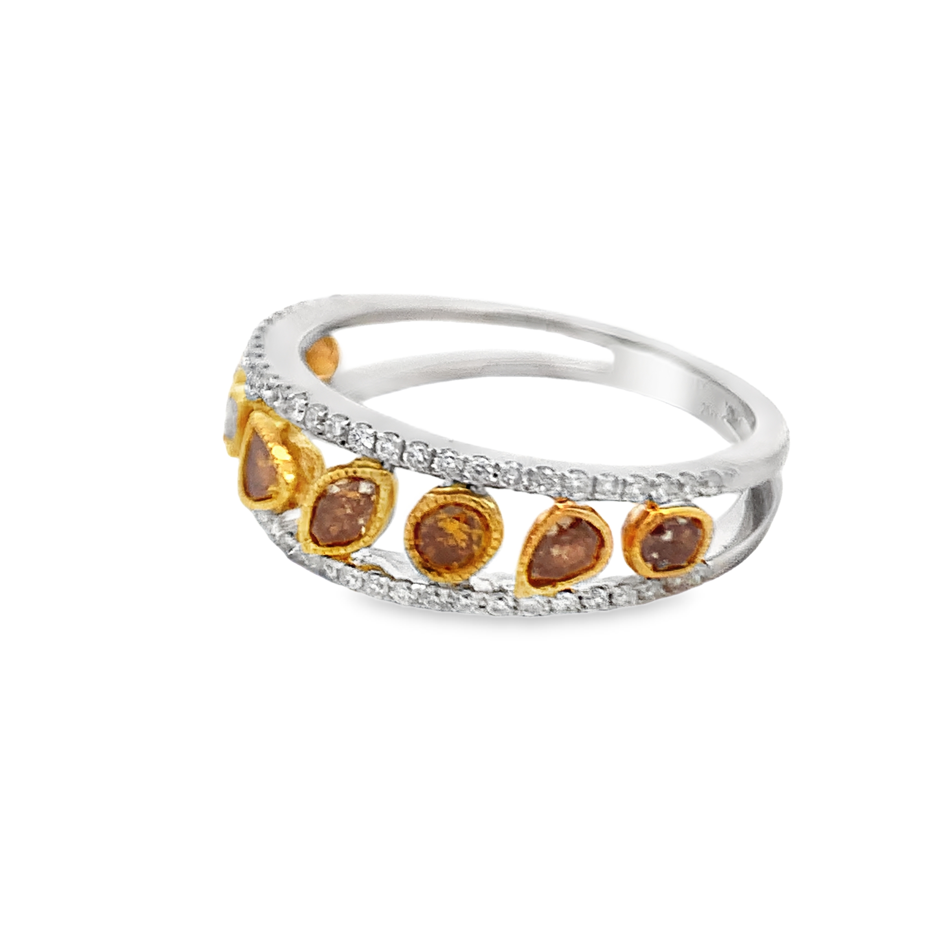 18K Multicolor Yellow Diamond Bezel Ring