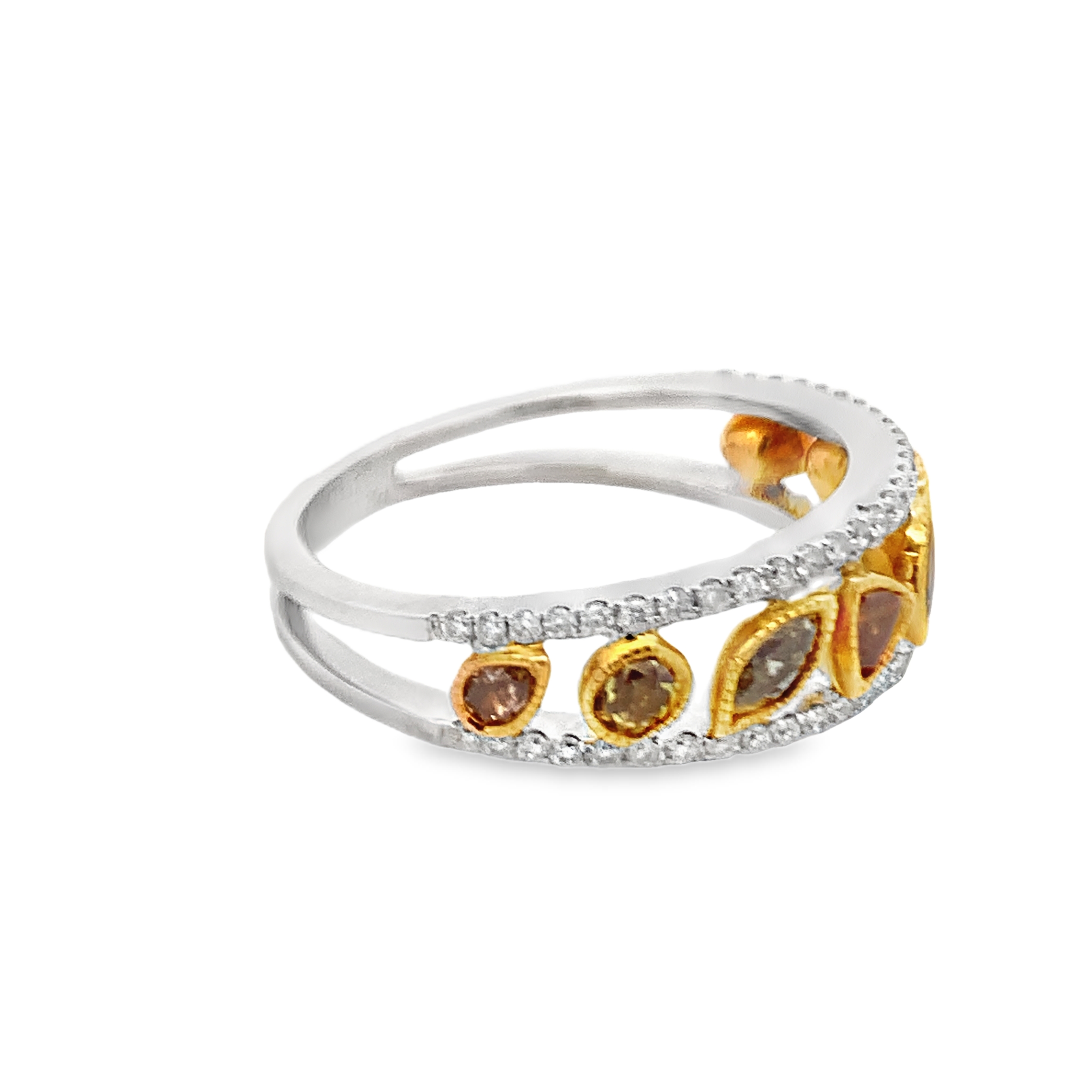 18K Multicolor Yellow Diamond Bezel Ring