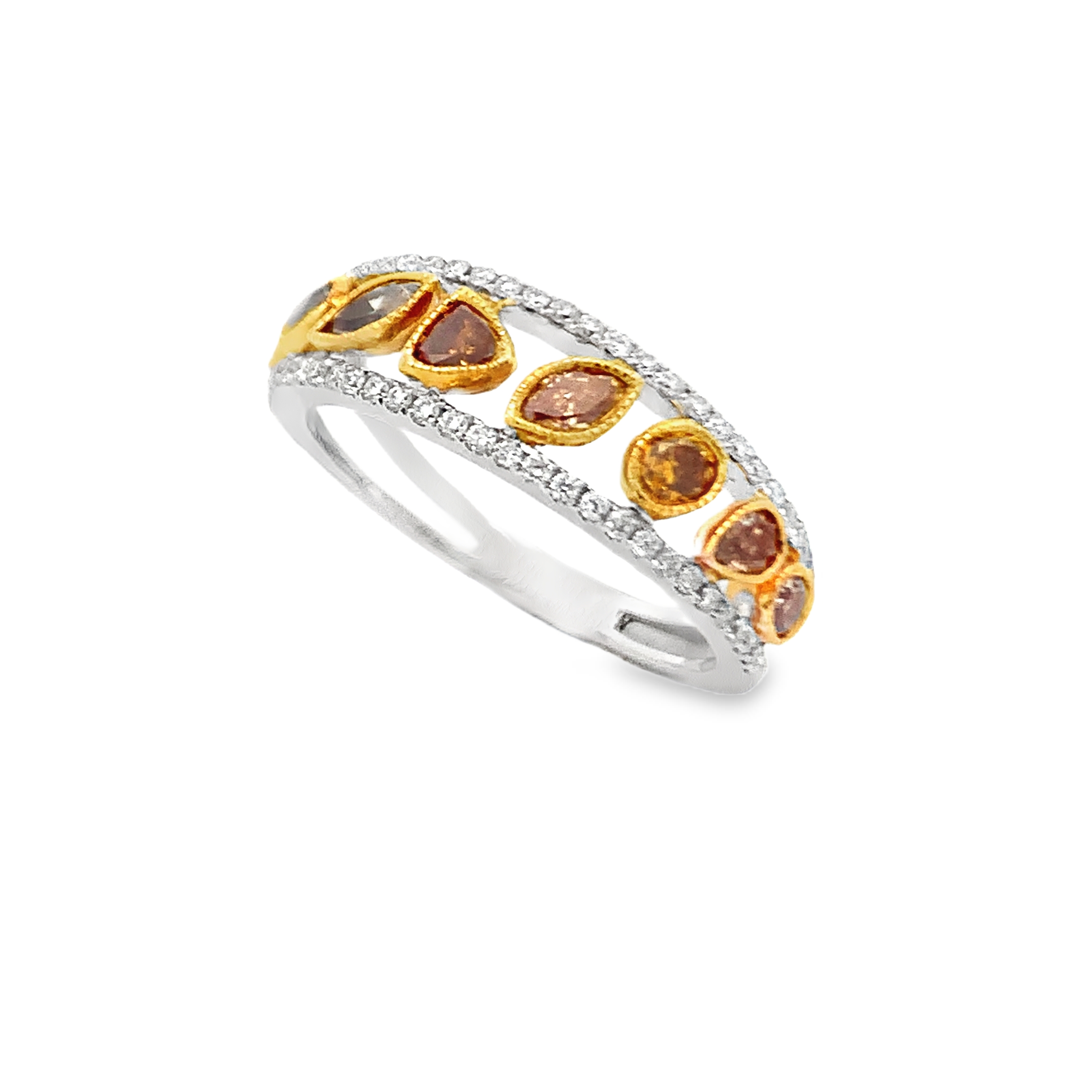 18K Multicolor Yellow Diamond Bezel Ring