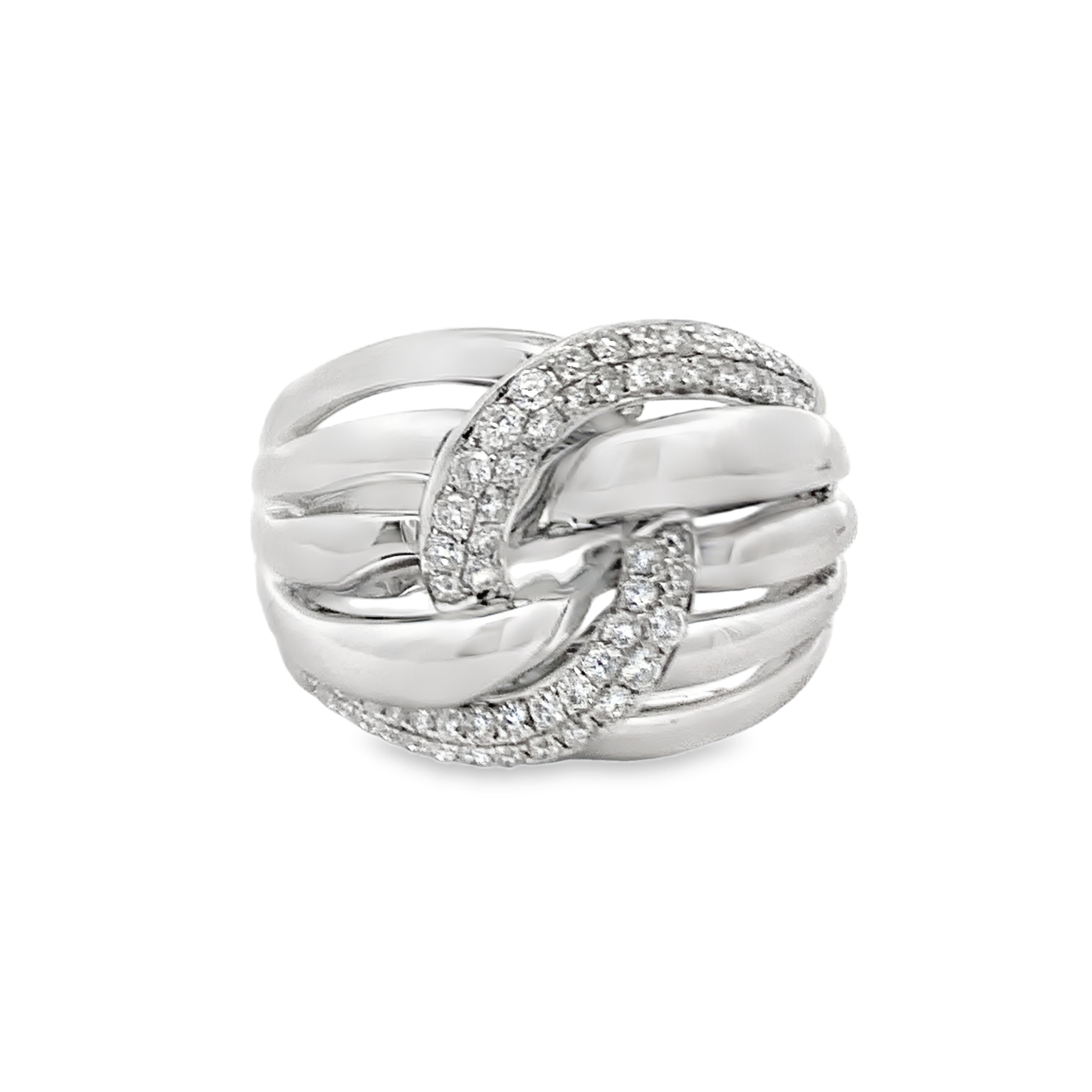 18K White Gold Intertwined Diamond Ring