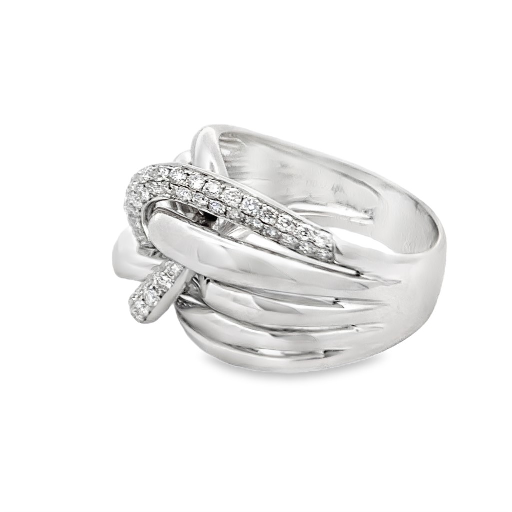 18K White Gold Intertwined Diamond Ring