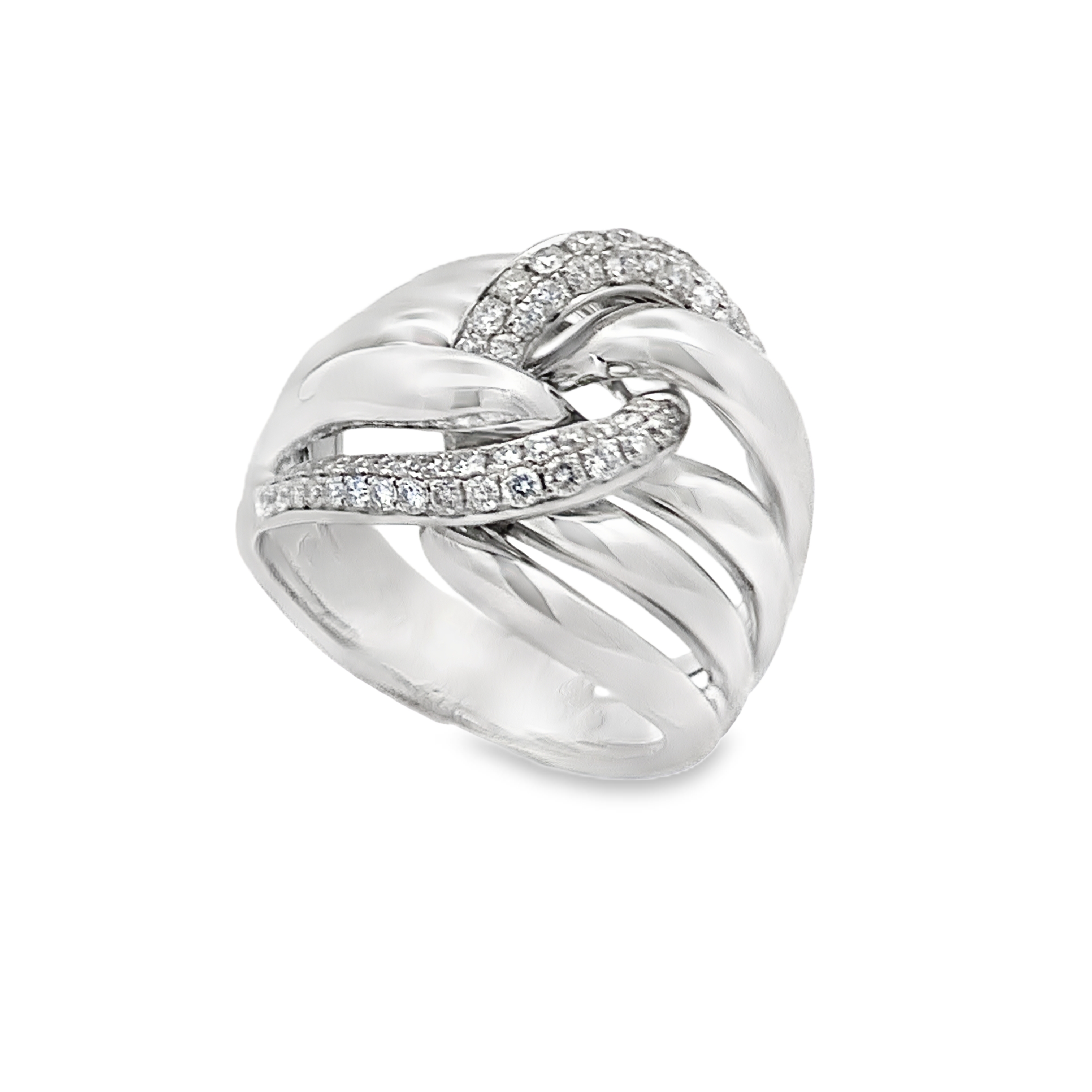 18K White Gold Intertwined Diamond Ring