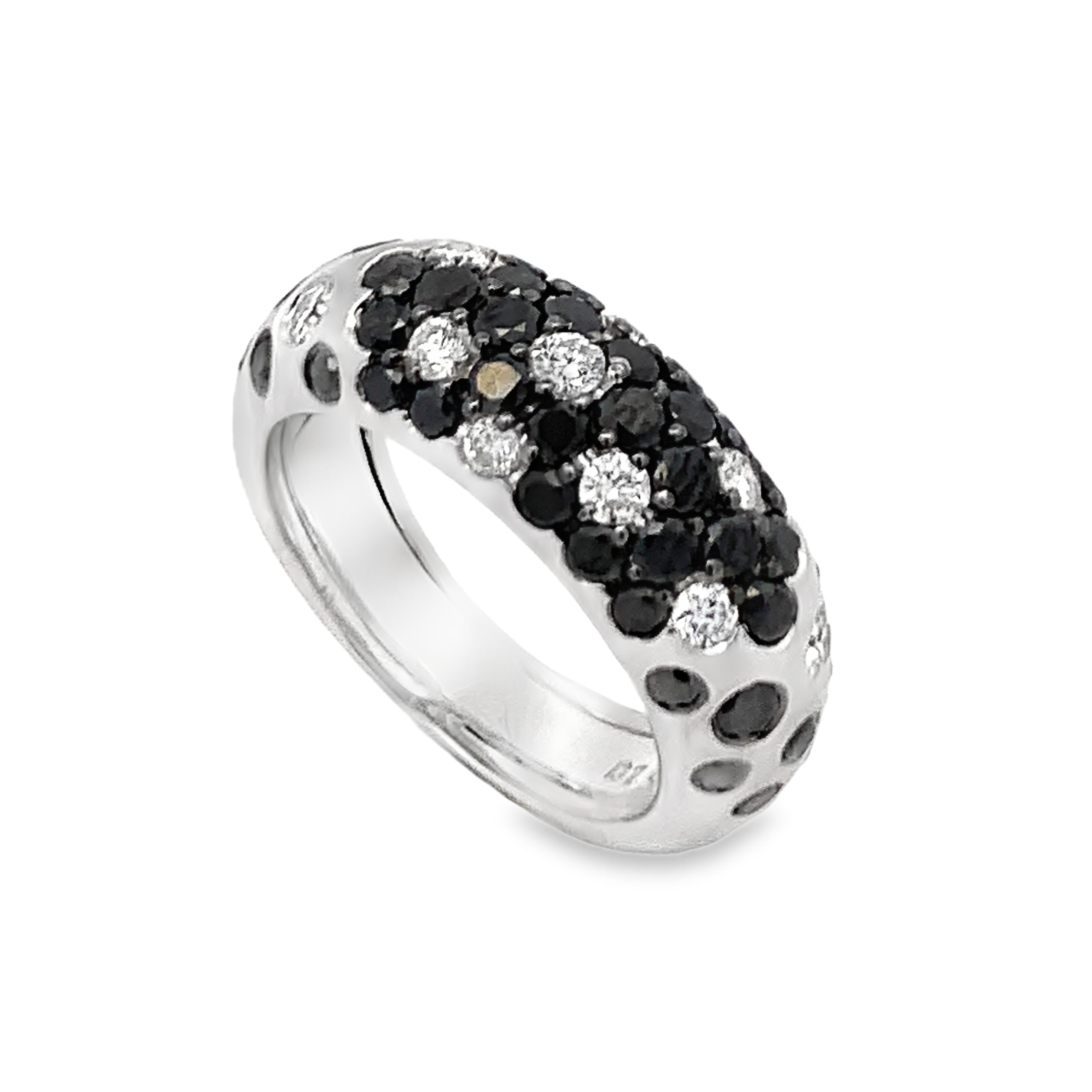 18K White Gold Black & White Diamond Pave Ring