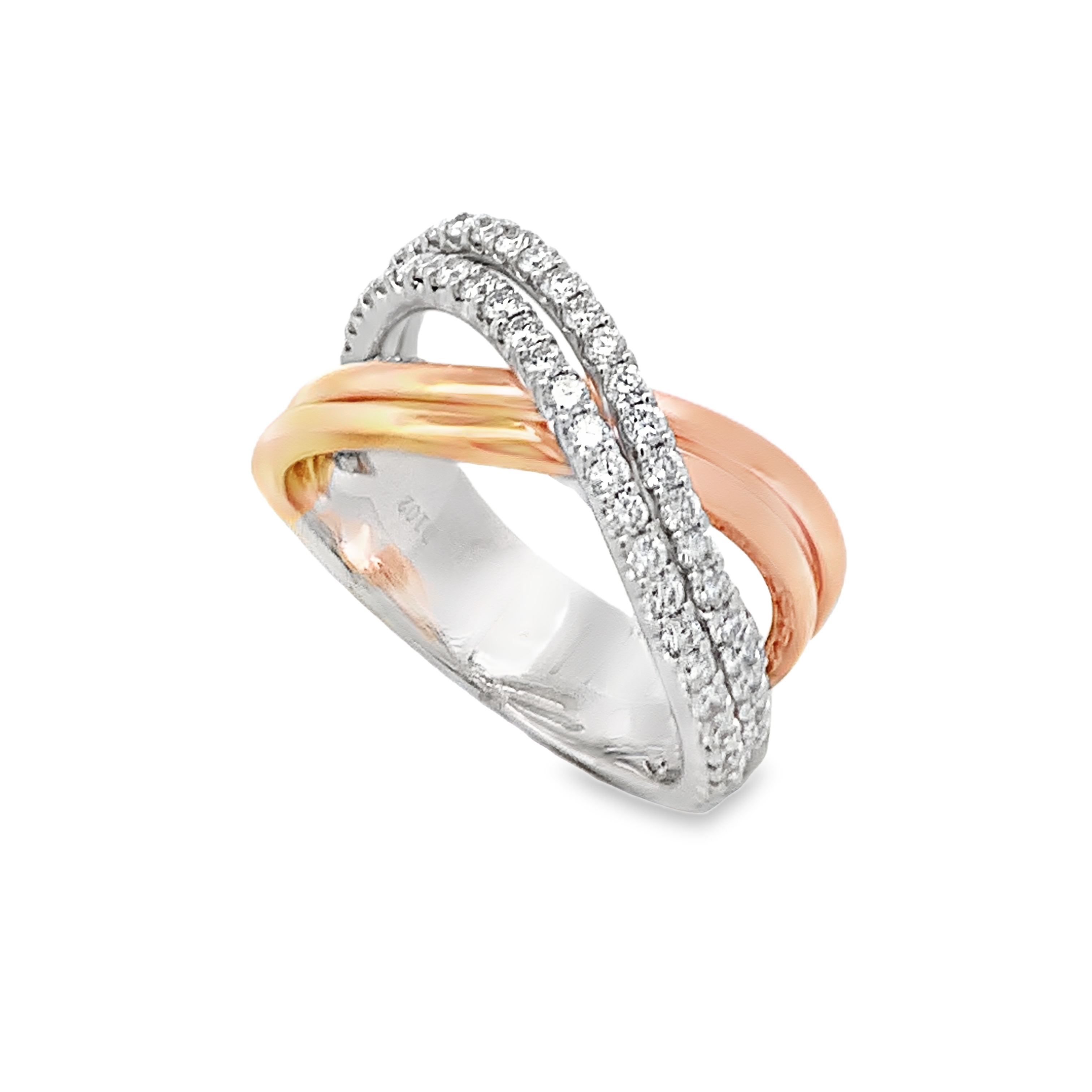 18K White & Rose Gold Diamond Criss Cross Ring