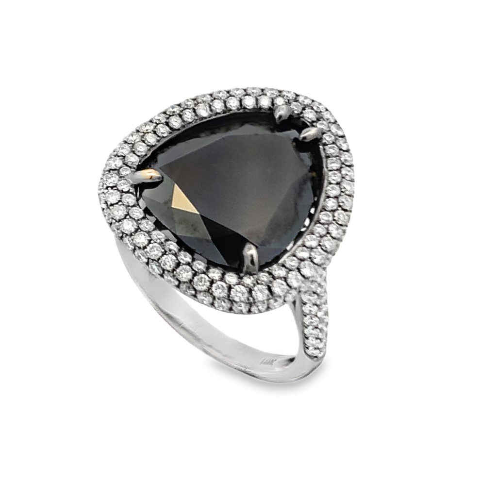 18K Black Gold Black Diamond Ring