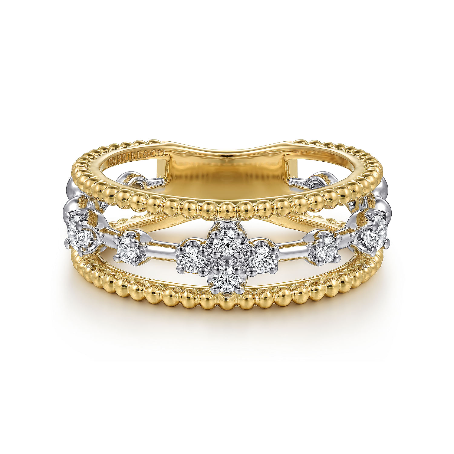 Gabriel & Co. 14K Two-Tone Bujukan Diamond Stackable Ring