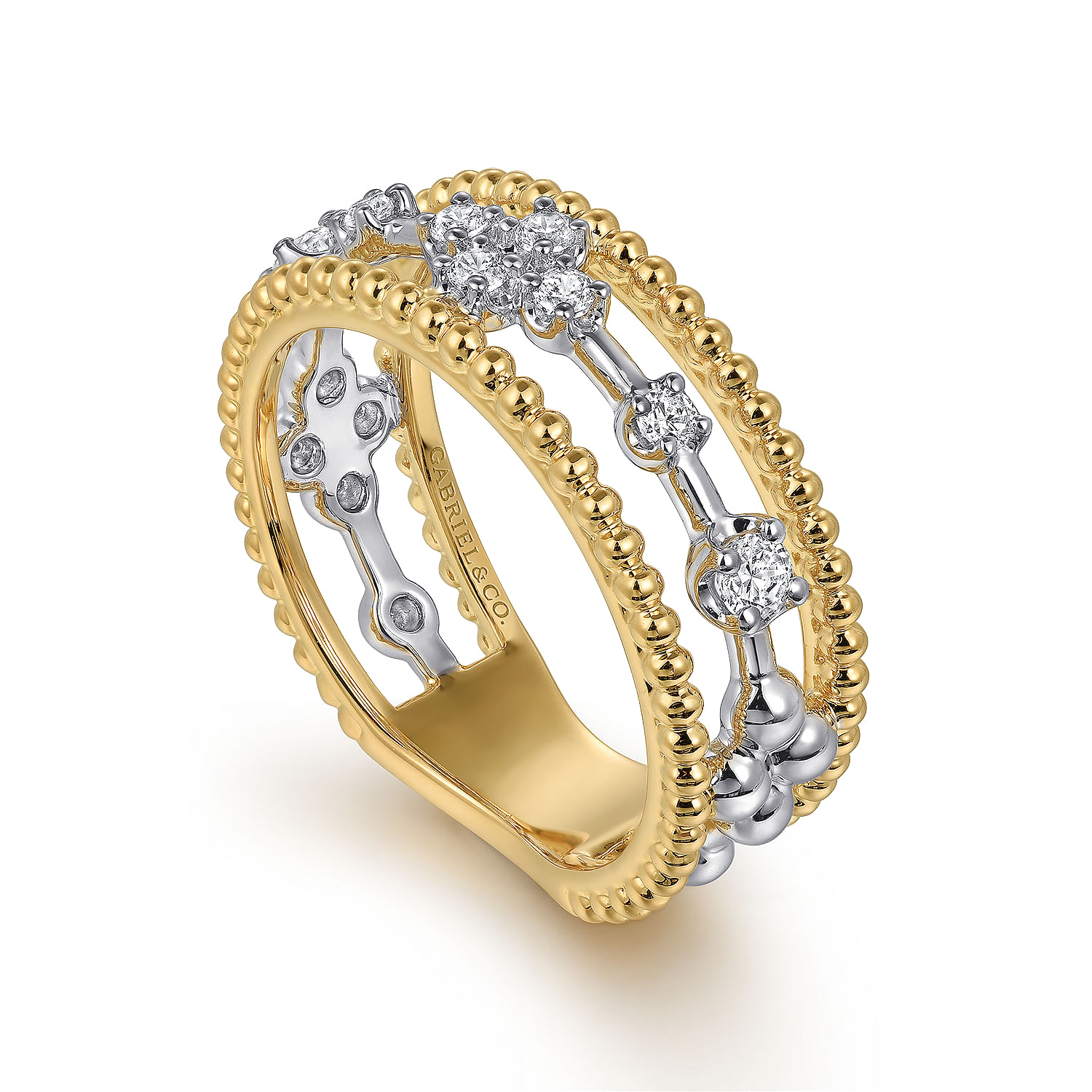 Gabriel & Co. 14K Two-Tone Bujukan Diamond Stackable Ring