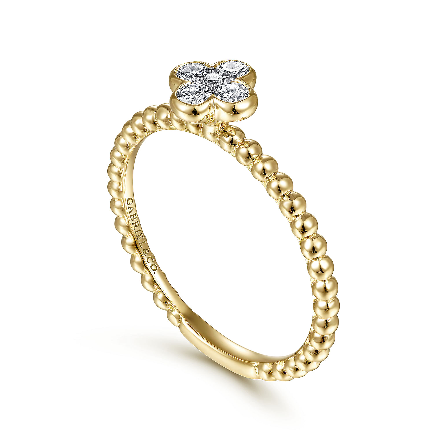 Gabriel & Co. 14K Yellow Gold Diamond Cluster Bead Ring