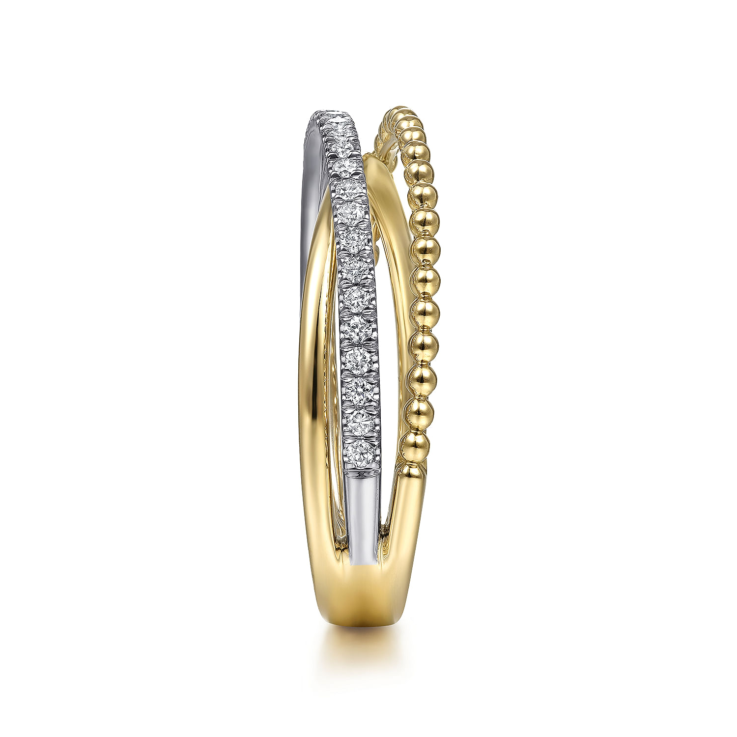 Gabriel & Co. 14K Two-Tone Bujukan Diamond Criss Cross Ring