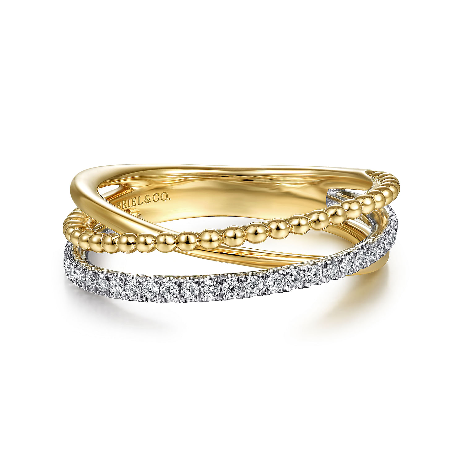 Gabriel & Co. 14K Two-Tone Bujukan Diamond Criss Cross Ring