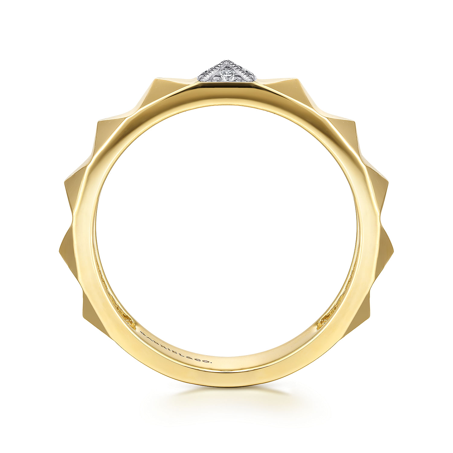 Gabriel & Co. 14K Yellow Gold Pyramid & Pave Diamond Band