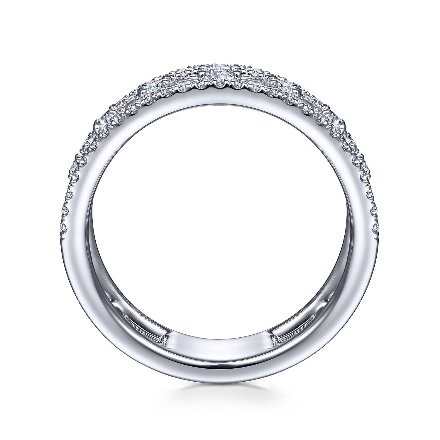 Gabriel & Co. 14K White Gold Three-Row Diamond Ring