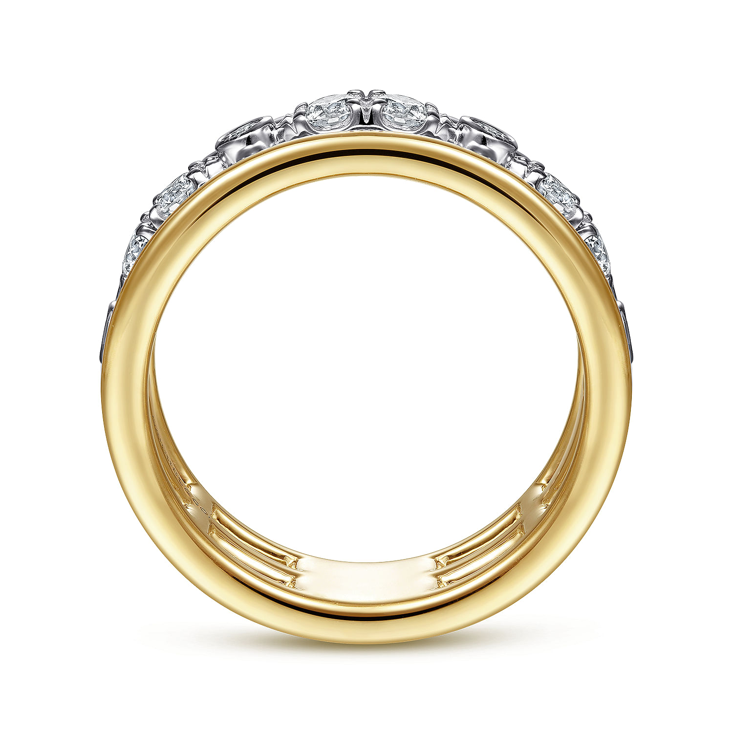 Gabriel & Co. 14K White & Yellow Gold Three-Row Diamond Ring