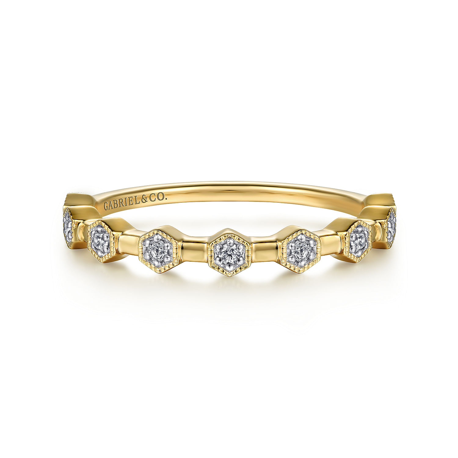 Gabriel & Co. 14K Yellow Gold Diamond Station Ring