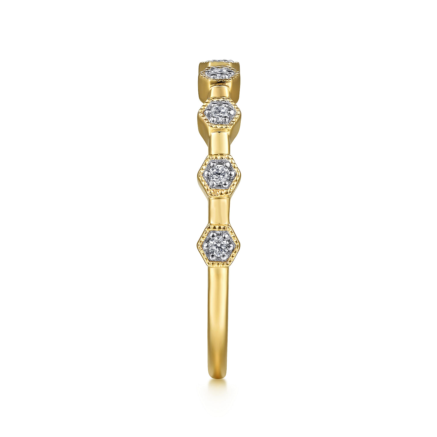 Gabriel & Co. 14K Yellow Gold Diamond Station Ring