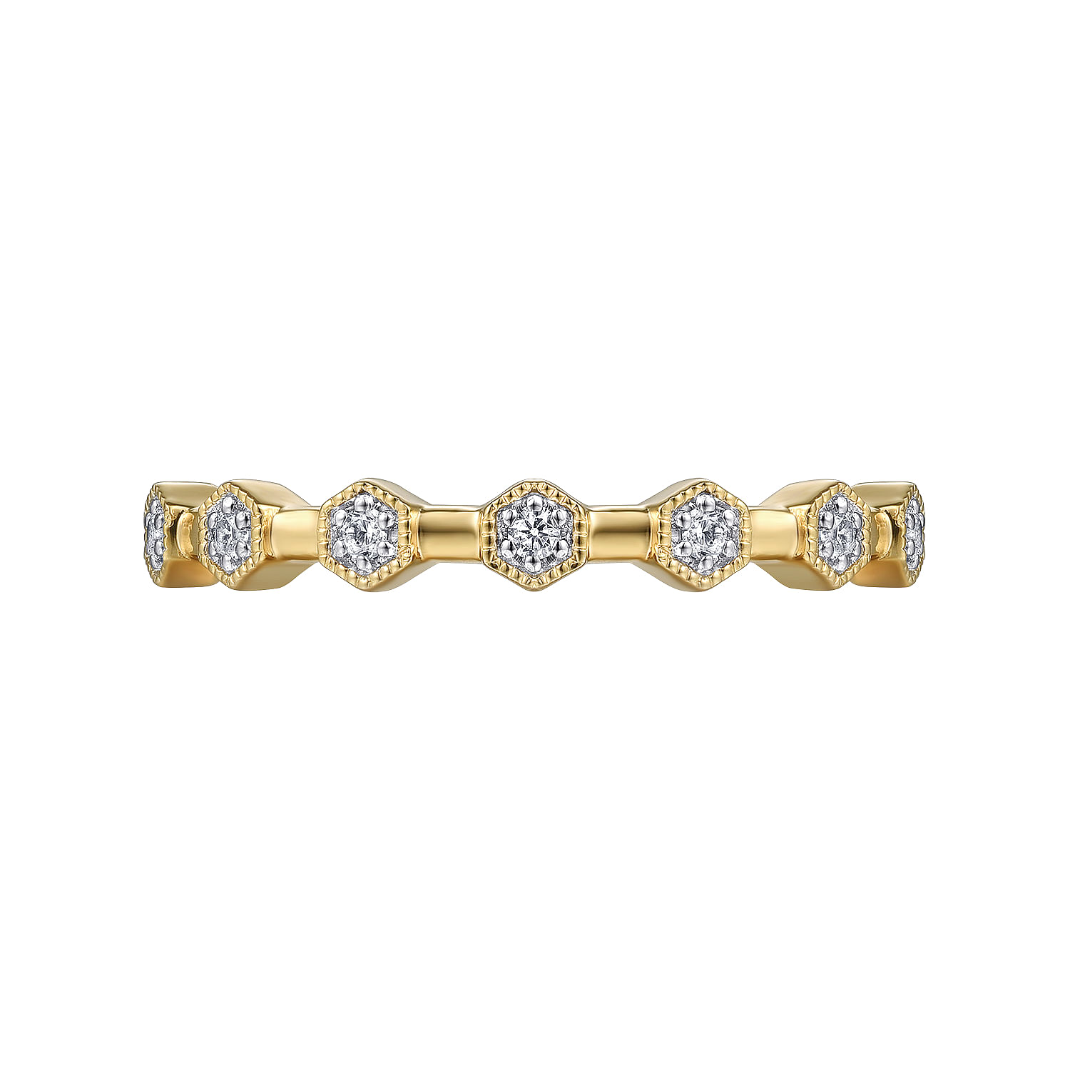 Gabriel & Co. 14K Yellow Gold Diamond Station Ring