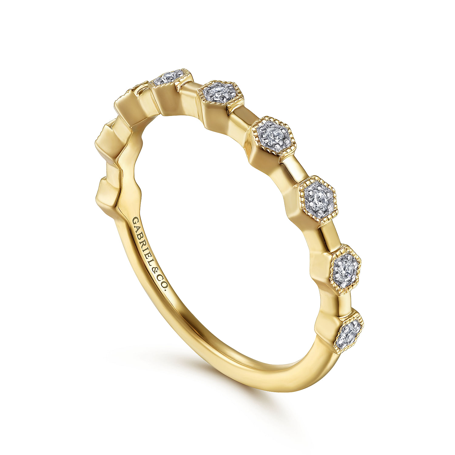 Gabriel & Co. 14K Yellow Gold Diamond Station Ring