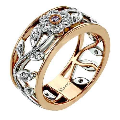 Simon G. 18K White & Rose Gold Floral Ring