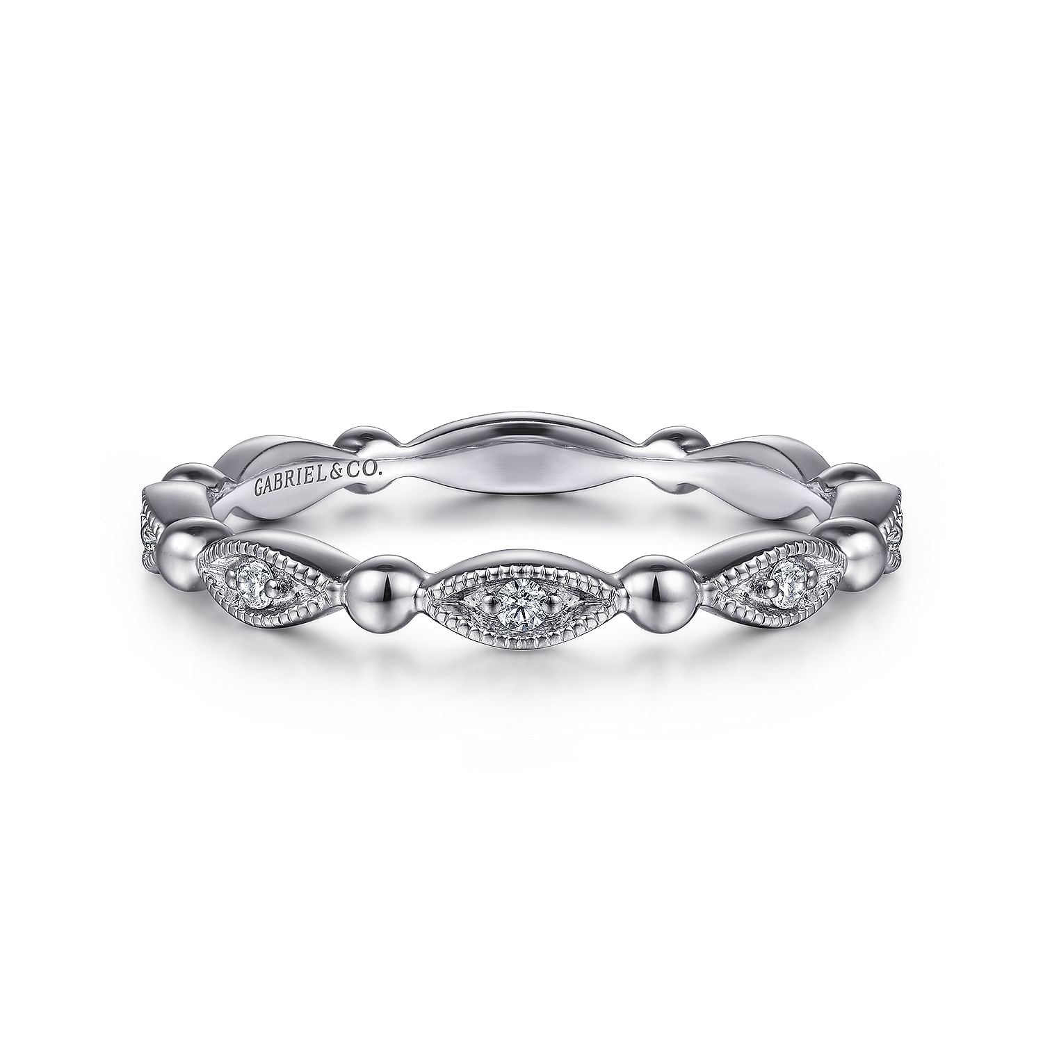 Gabriel & Co. 14K White Gold Bujukan Diamond Stackable Ring