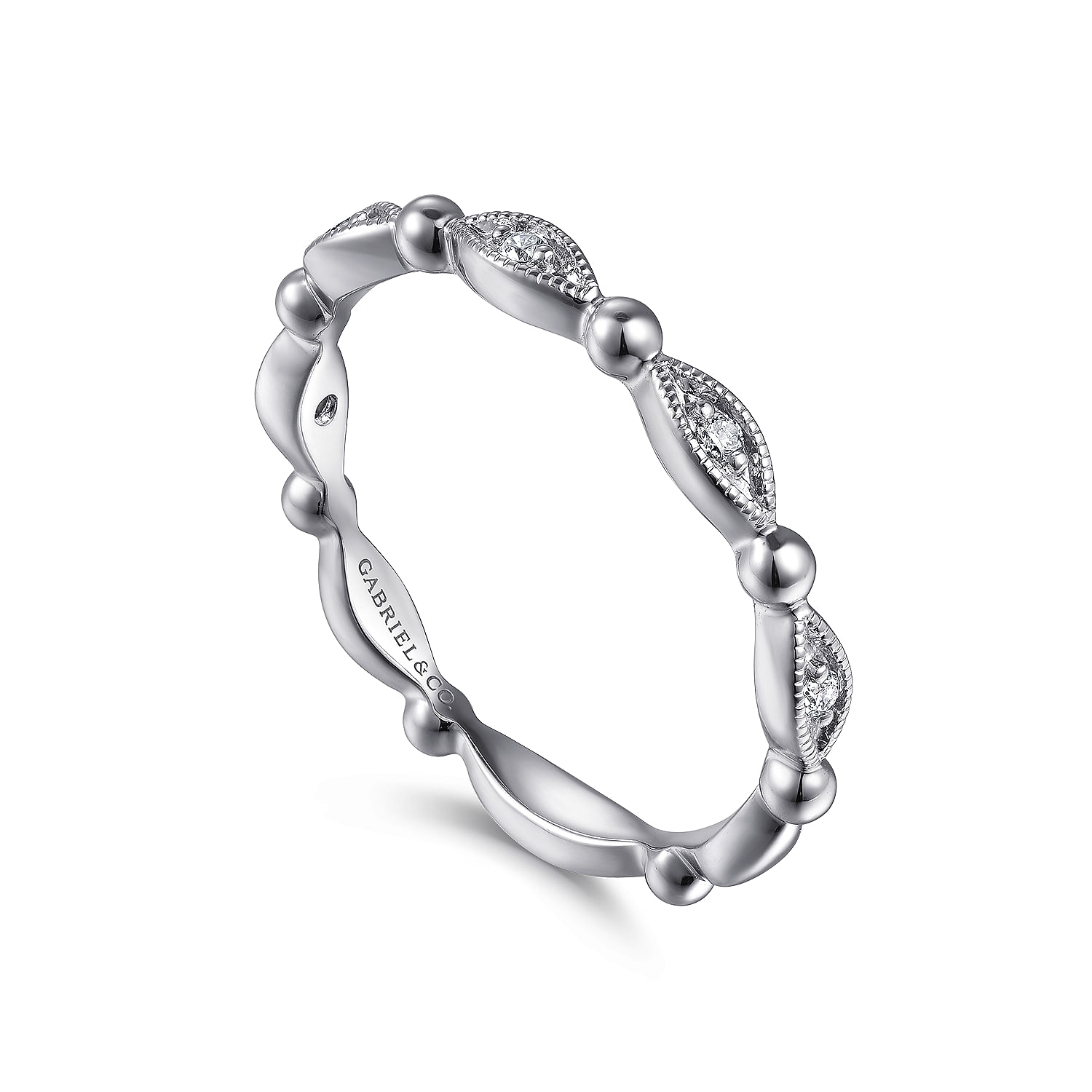 Gabriel & Co. 14K White Gold Bujukan Diamond Stackable Ring