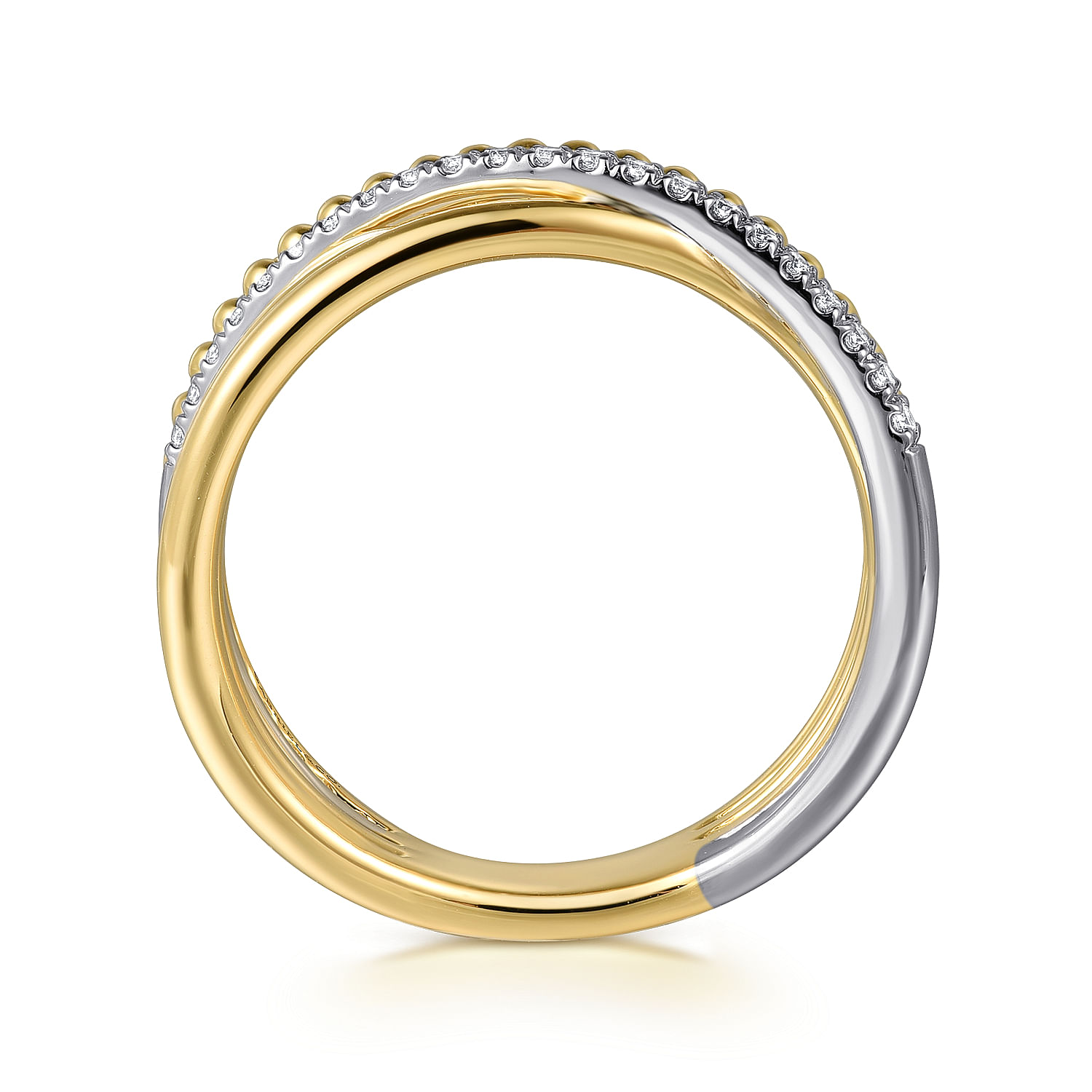 Gabriel & Co. 14K Two-Tone Diamond Criss Cross Ring