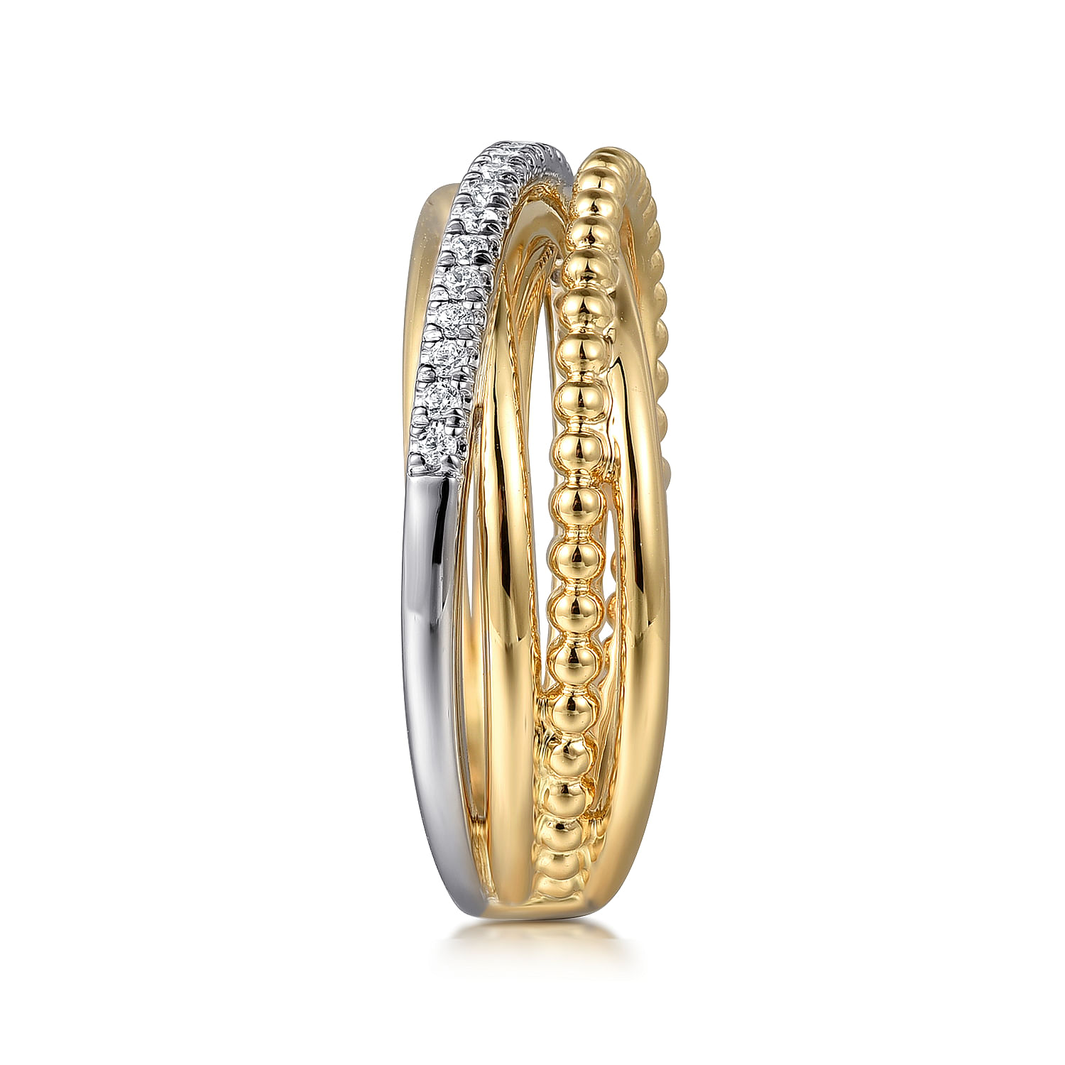 Gabriel & Co. 14K Two-Tone Diamond Criss Cross Ring