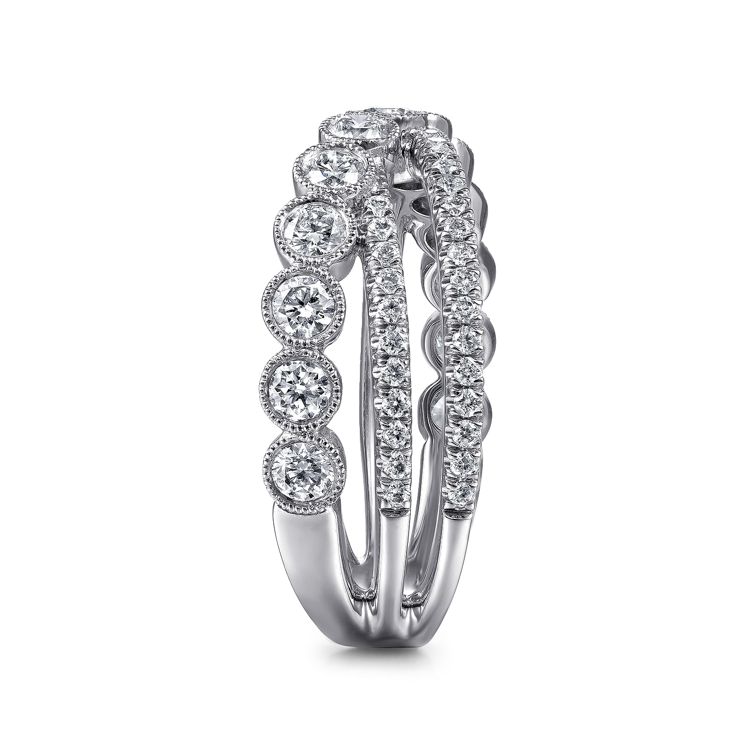 Gabriel & Co. 14K White Gold Criss Cross Diamond Ring