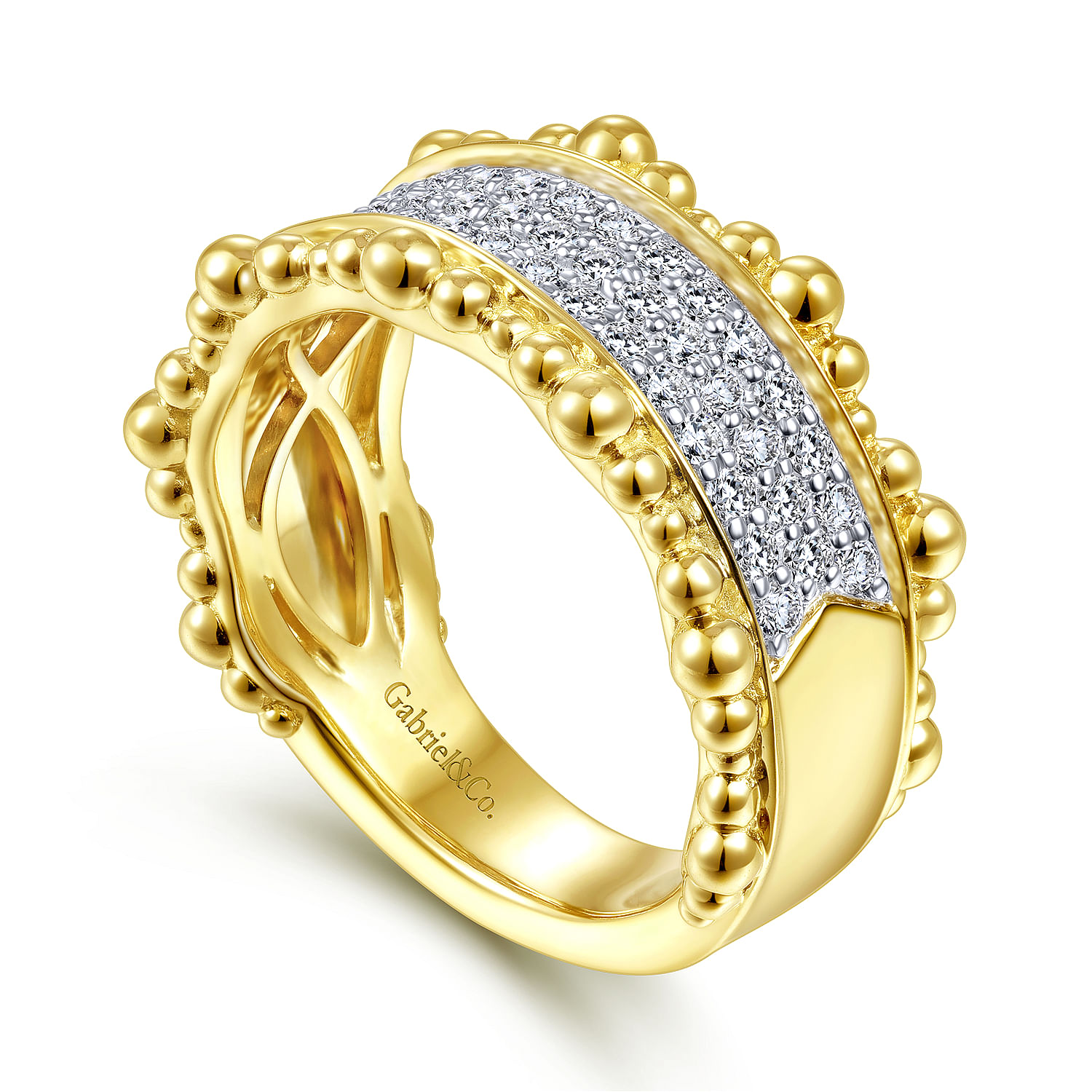 Gabriel & Co. 14K Yellow Gold Bujukan Pave Diamond Ring