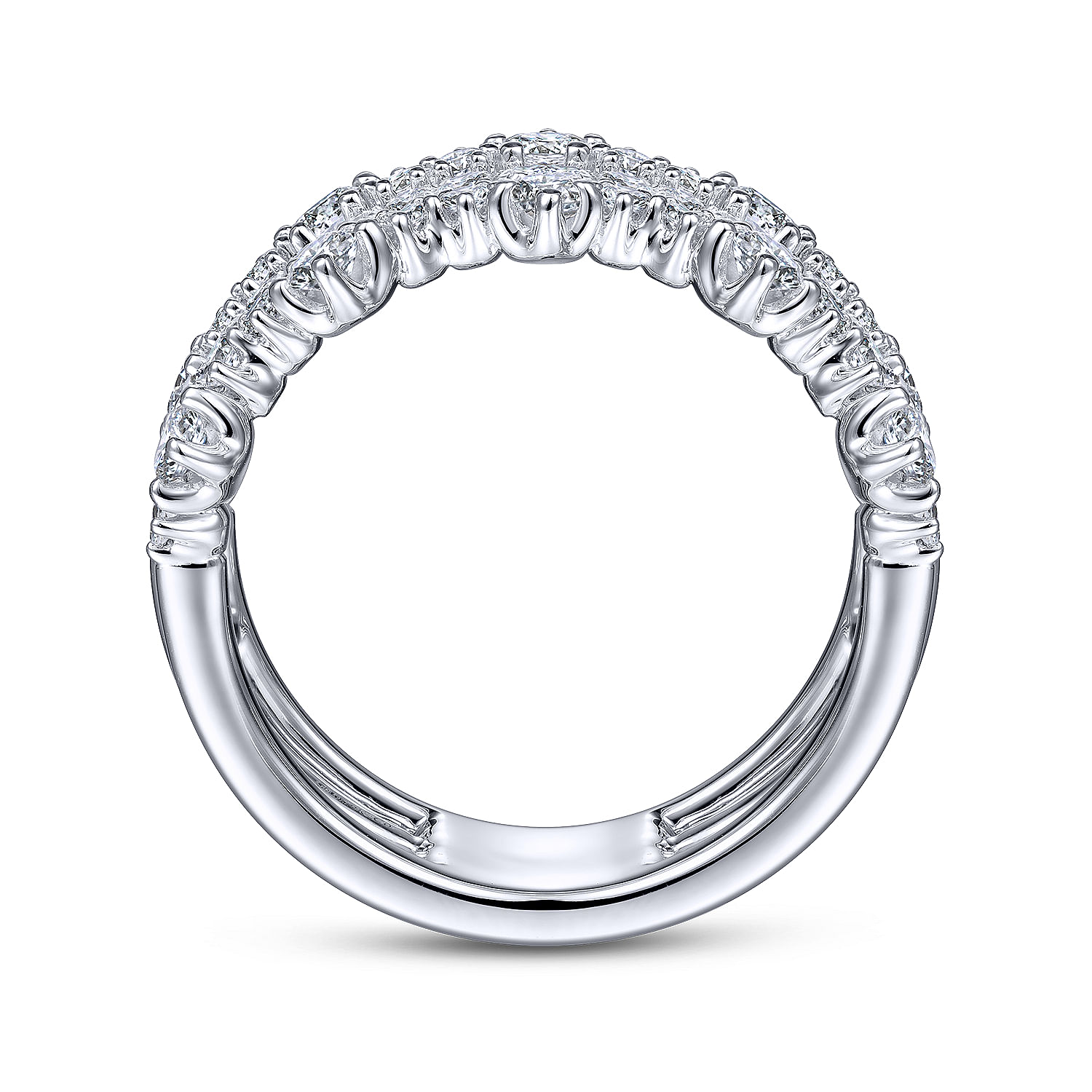 Gabriel & Co. 14K White Gold Four-Row Diamond Ring