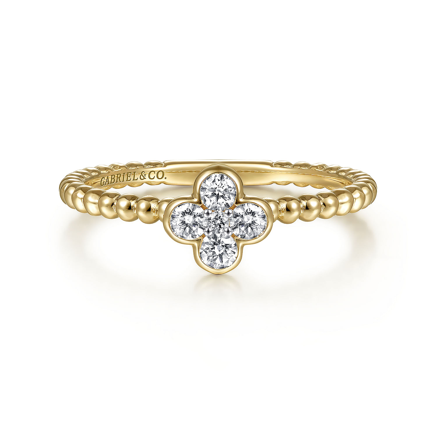 Gabriel & Co. 14K Yellow Gold Diamond Cluster Bead Ring