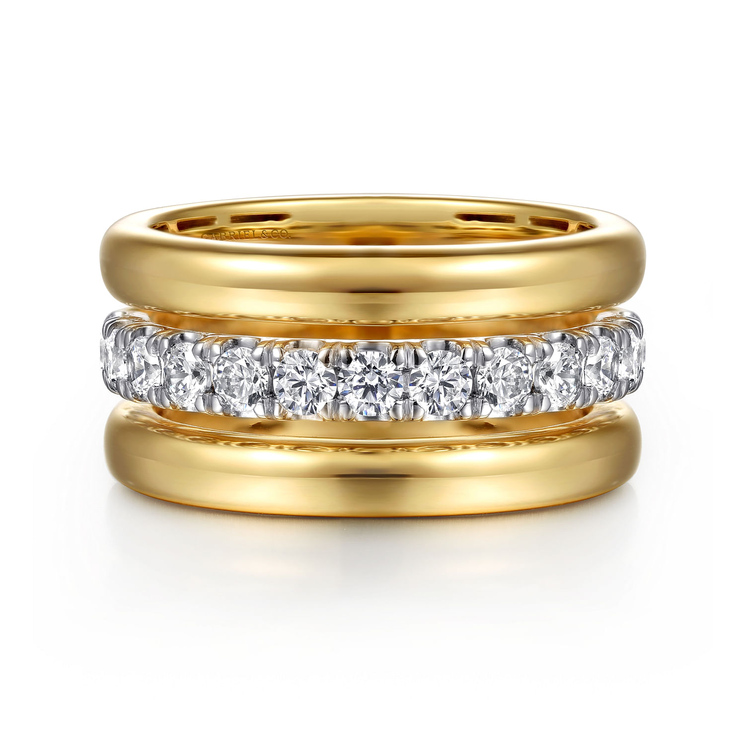 Gabriel & Co. 14K Two-Tone Bujukan & Diamond Easy Stackable Ring