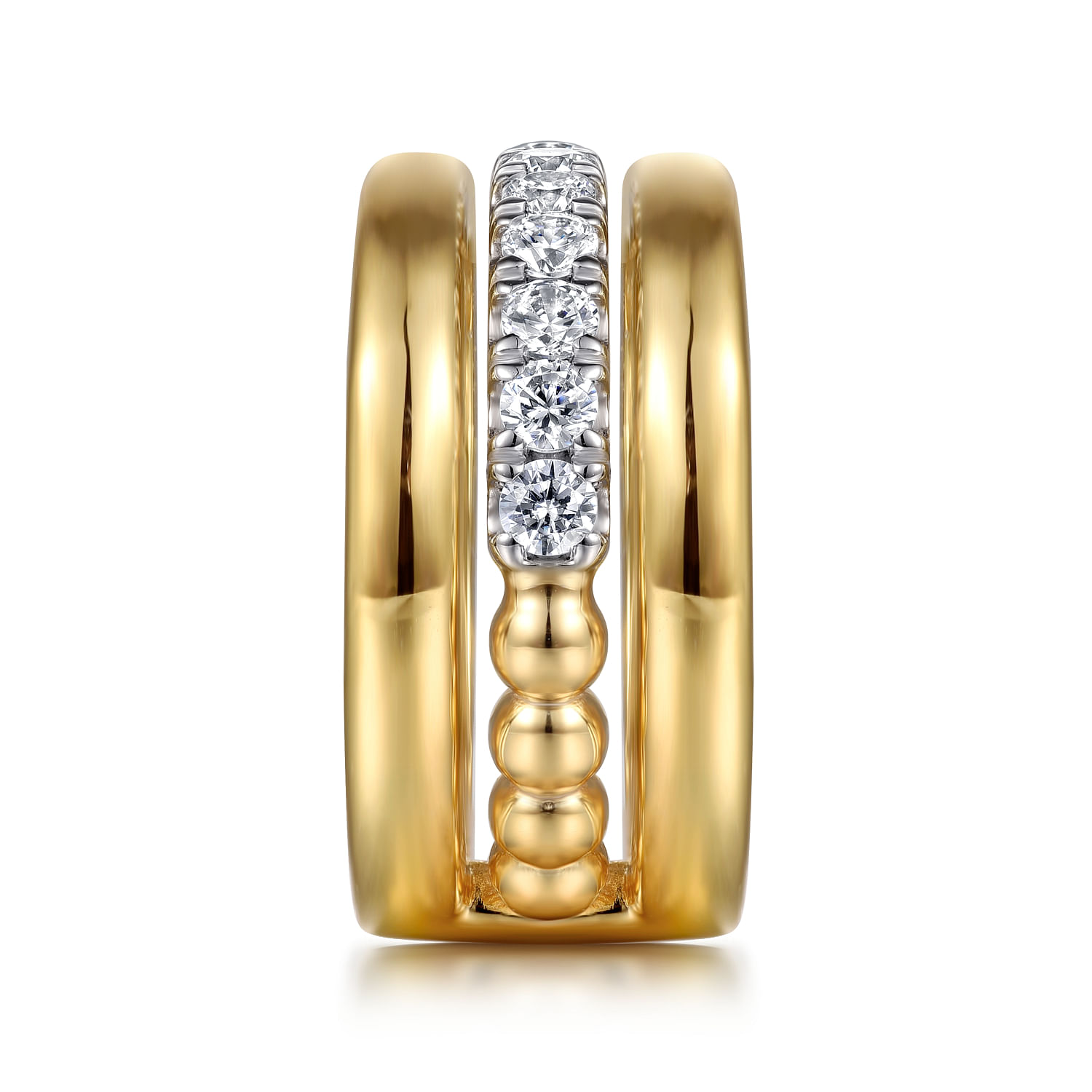 Gabriel & Co. 14K Two-Tone Bujukan & Diamond Easy Stackable Ring