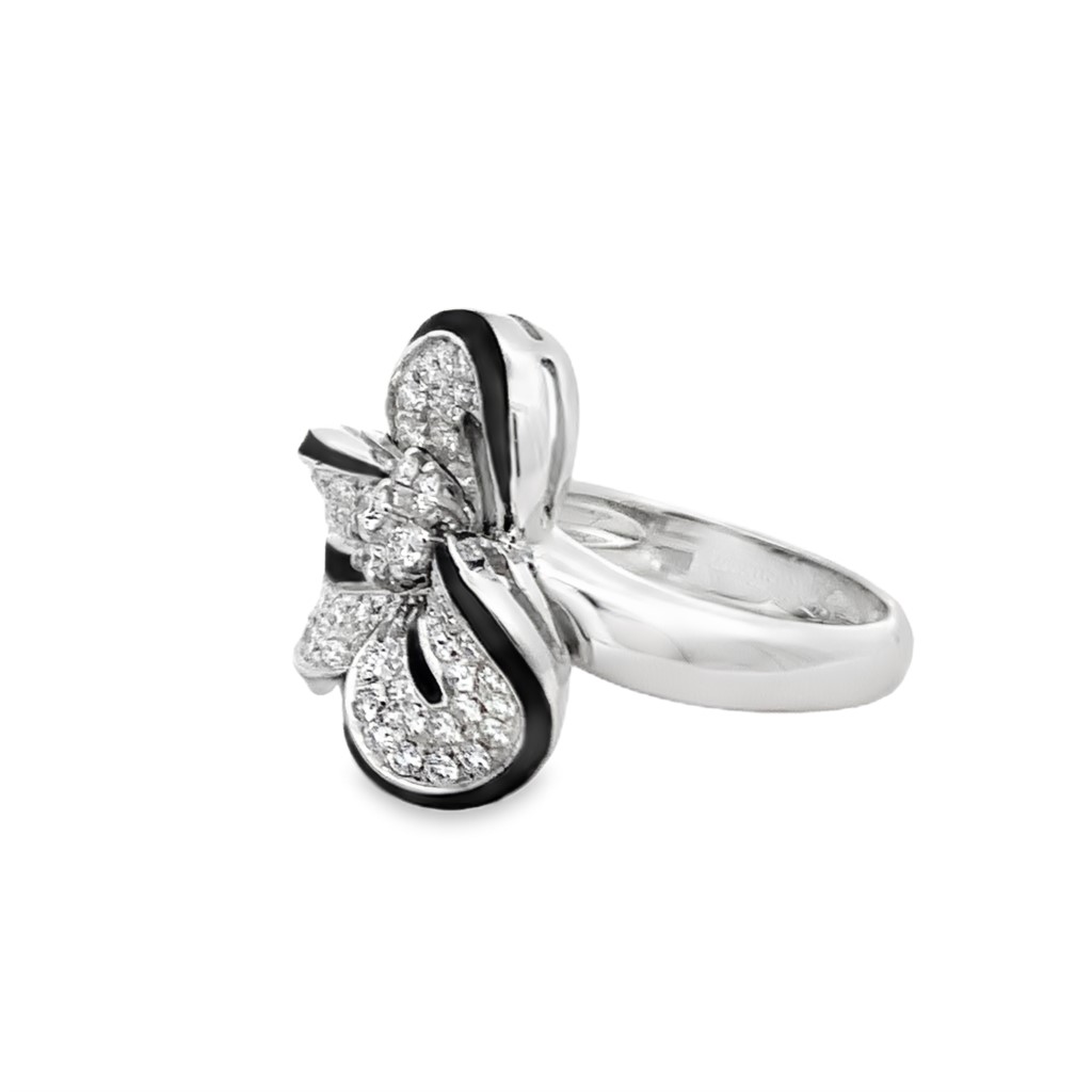 Leo Pizzo 18K White Gold Diamond White & Black Flower Ring