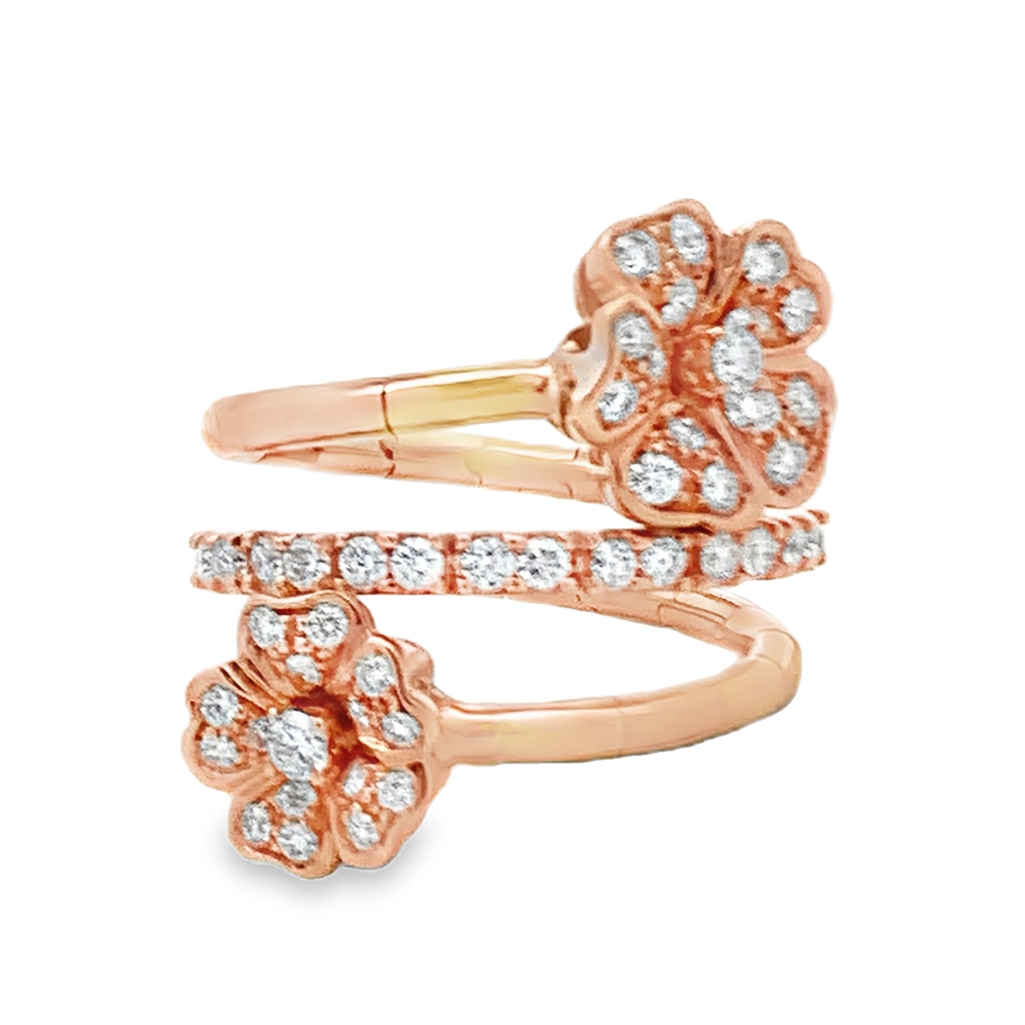 Leo Pizzo 18K Rose Gold Diamond Wrap Flower Ring