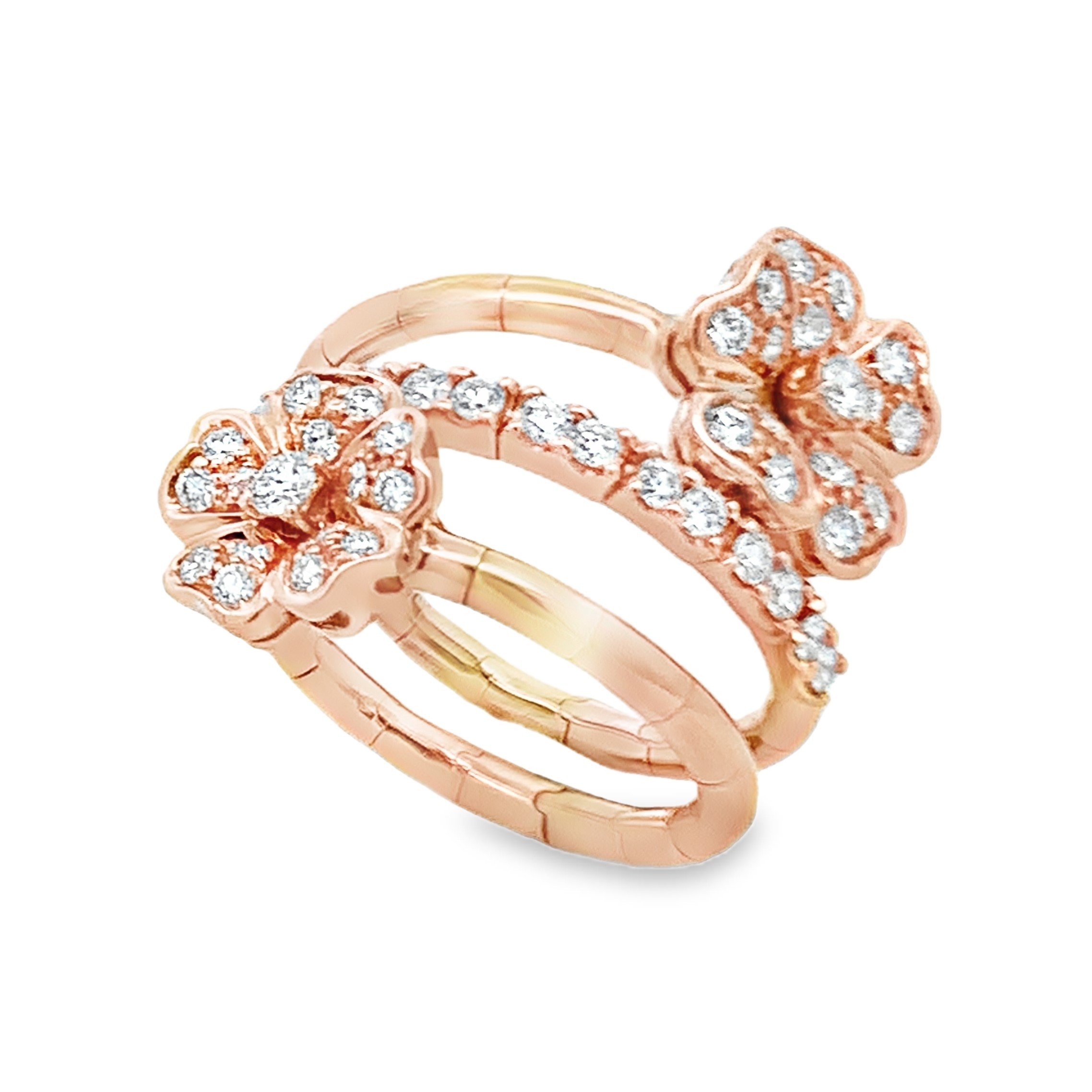 Leo Pizzo 18K Rose Gold Diamond Wrap Flower Ring