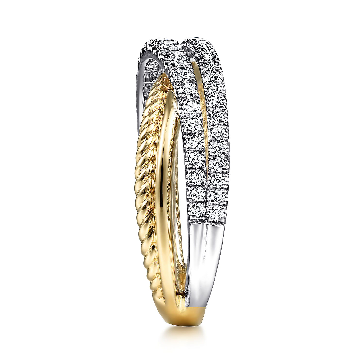 Gabriel & Co. 14K Two-Tone Twist & Diamond Criss Cross Ring