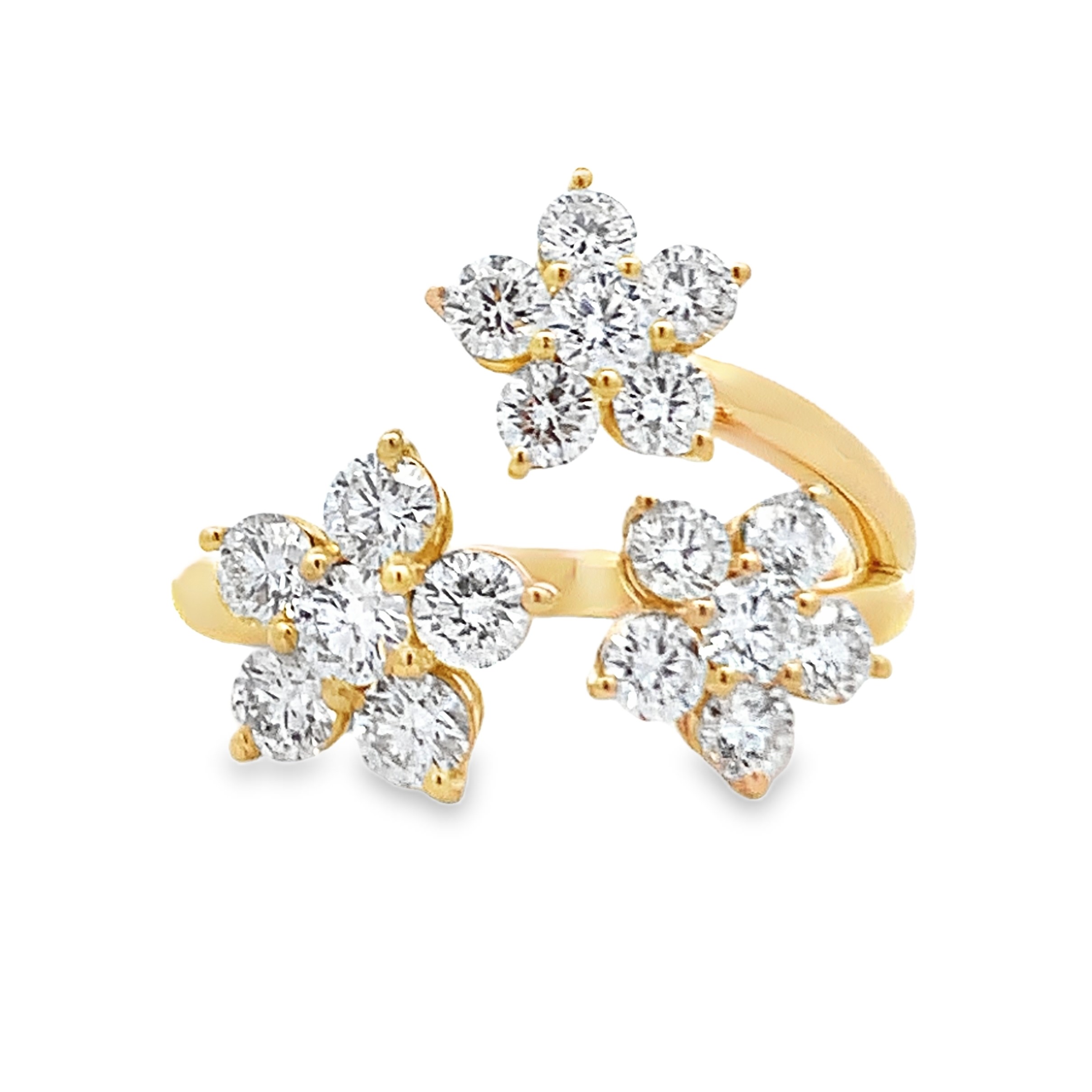 Damaso 18K Yellow Gold Diamond Flower Ring