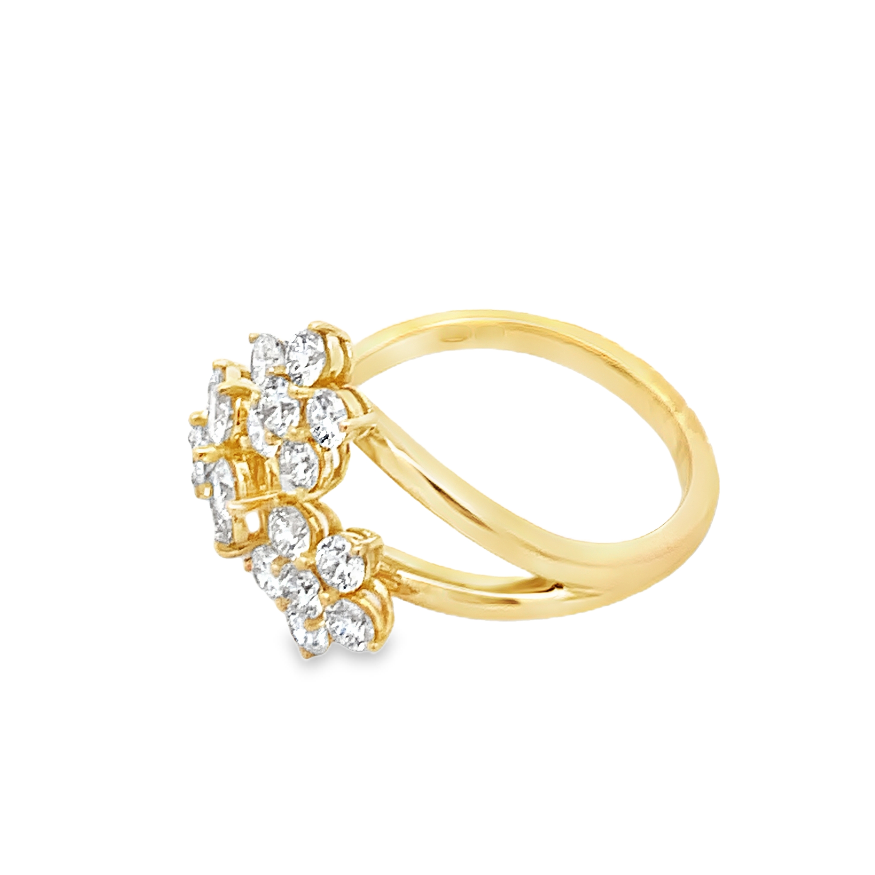 Damaso 18K Yellow Gold Diamond Flower Ring