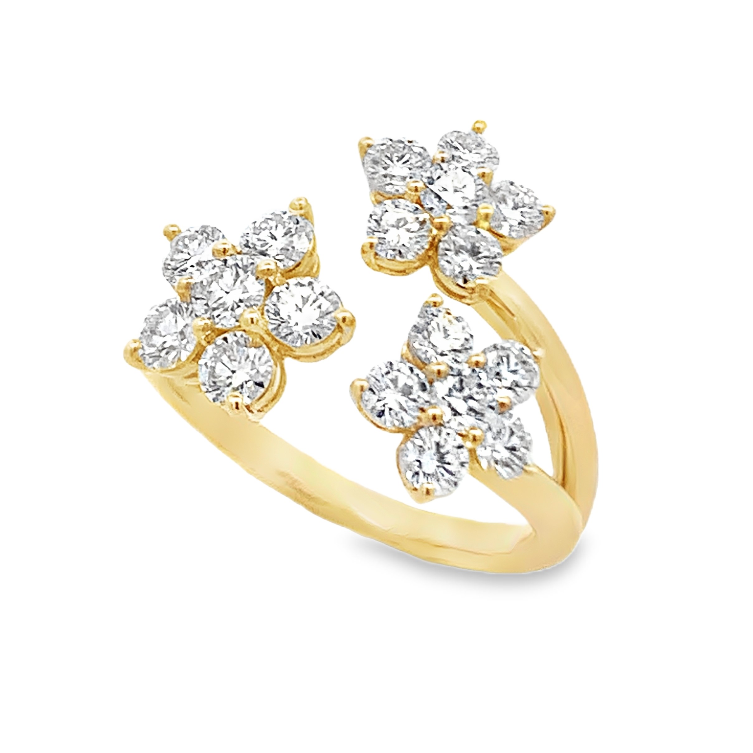 Damaso 18K Yellow Gold Diamond Flower Ring