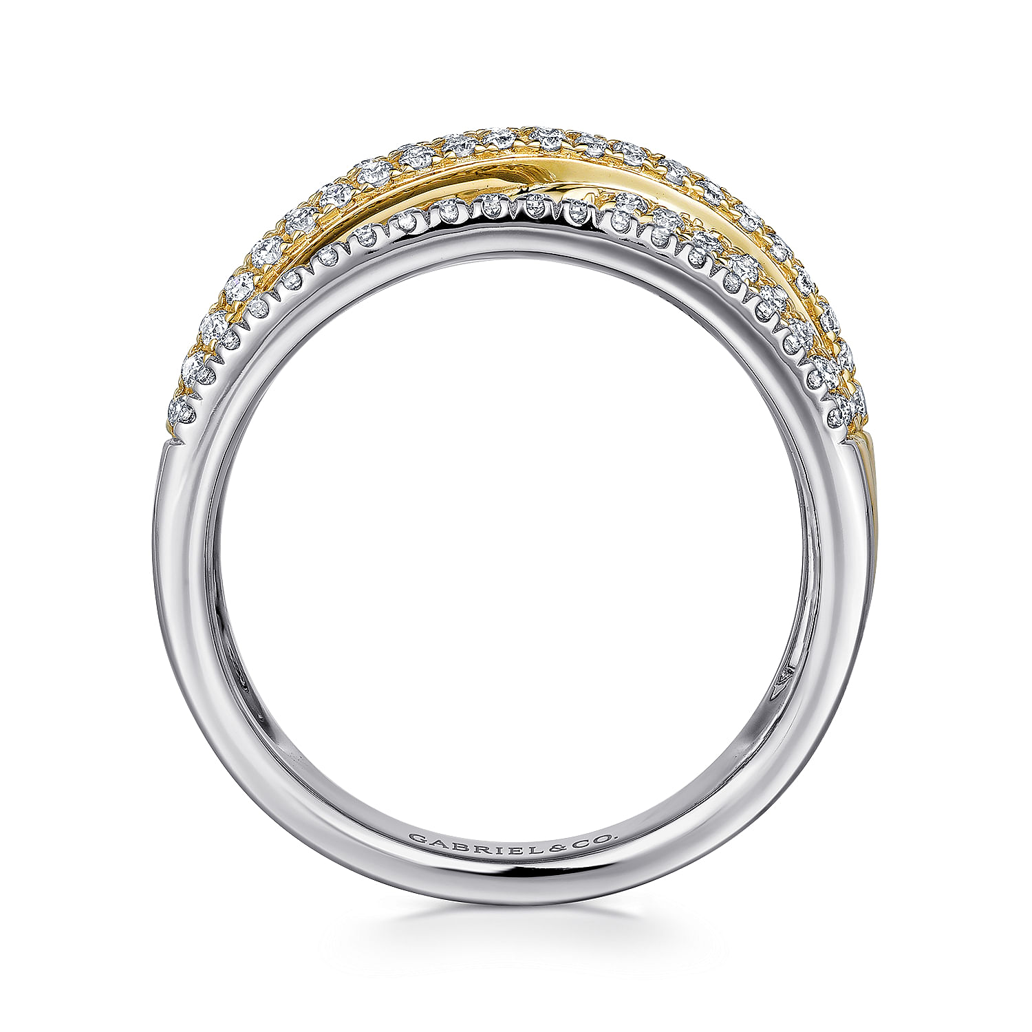 Gabriel & Co. 14K Two-Tone Criss Cross Diamond Ring