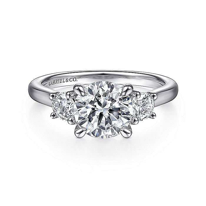 Gabriel & Co. 14K White Gold Three-Stone Engagement Ring Setting