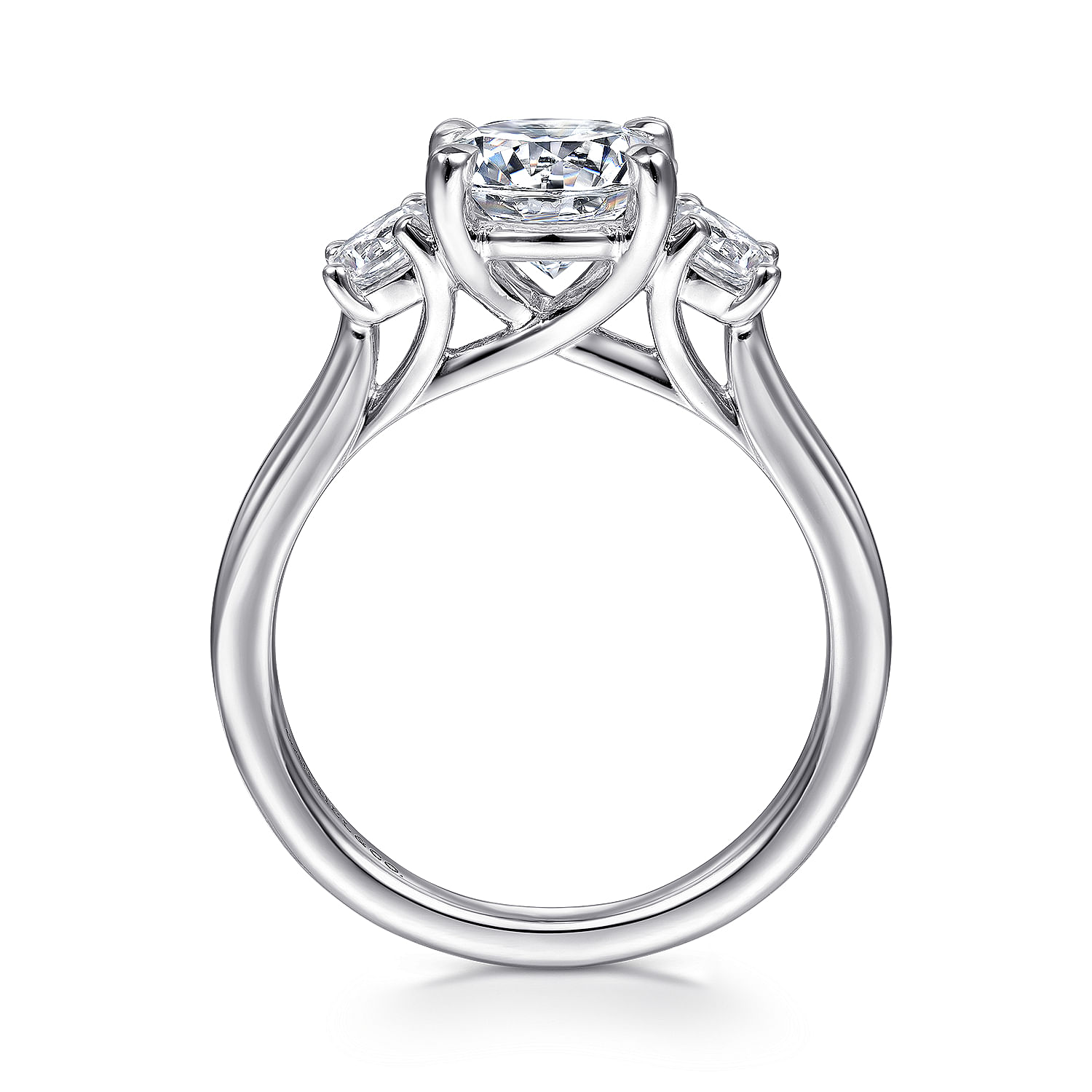 Gabriel & Co. 14K White Gold Three-Stone Engagement Ring Setting