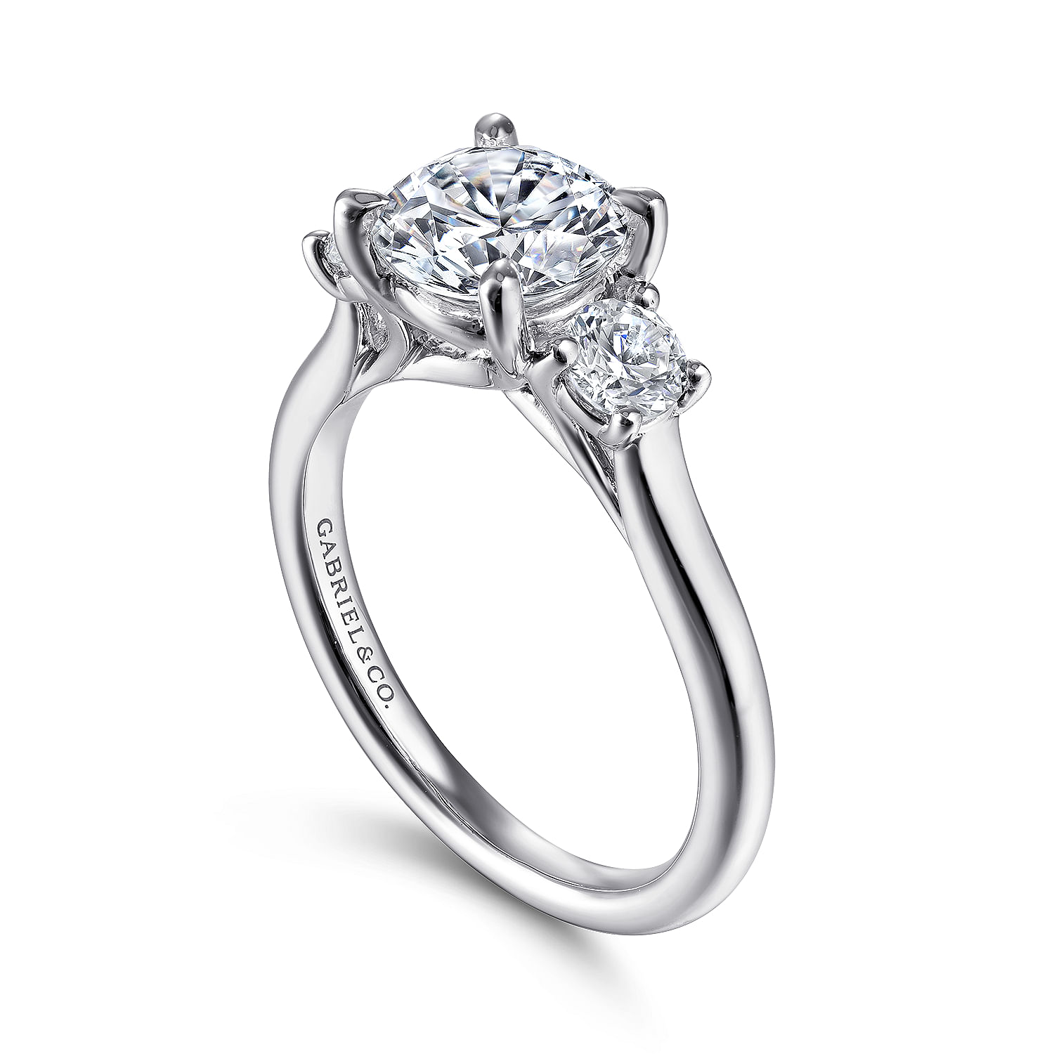 Gabriel & Co. 14K White Gold Three-Stone Engagement Ring Setting