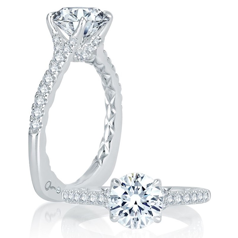 A.Jaffe Platinum French Pave Engagement Ring Setting