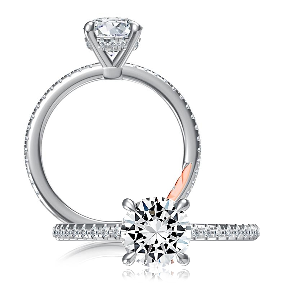 A.Jaffe 14K White Gold Diamond Engagement Ring Setting